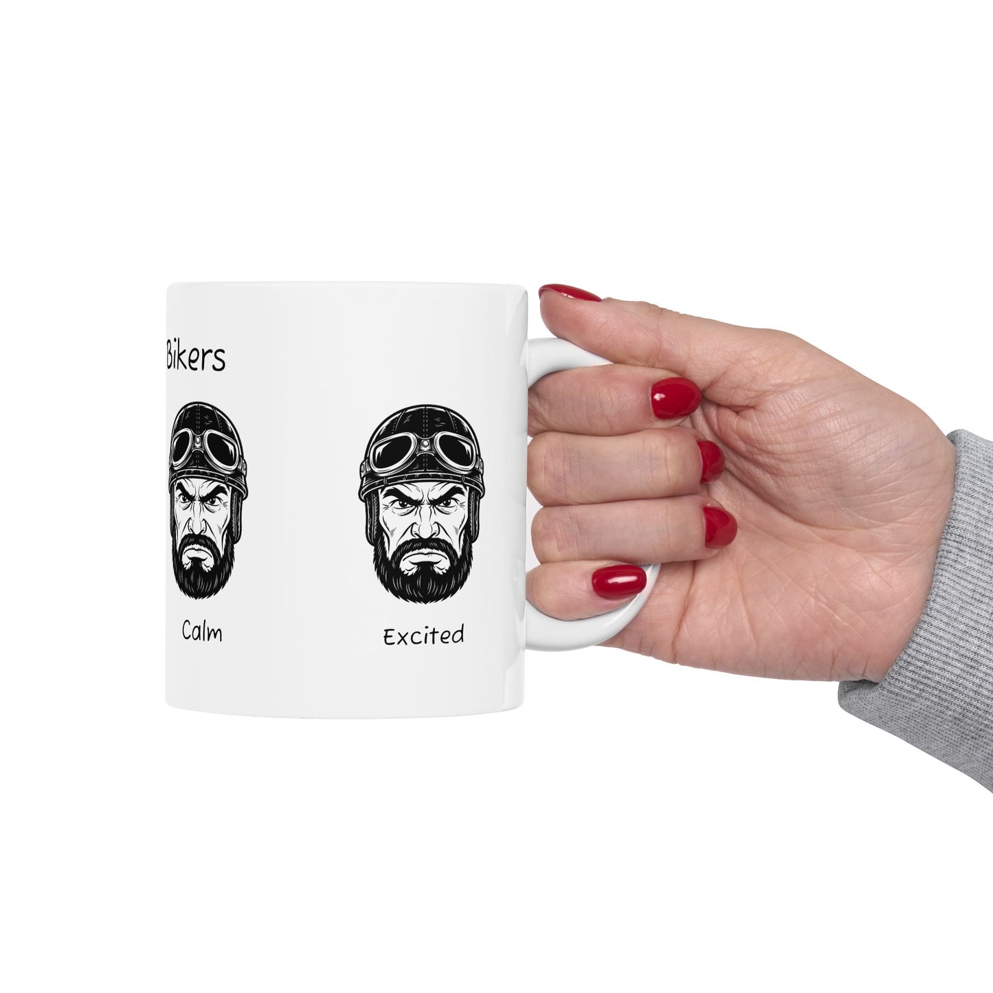 Biker Humor Ceramic Mug - Faces of Bikers, Gifts for Motorcycle Lovers, unique coffee cup, biker gifts, motorcycle mug, expressive drinkware