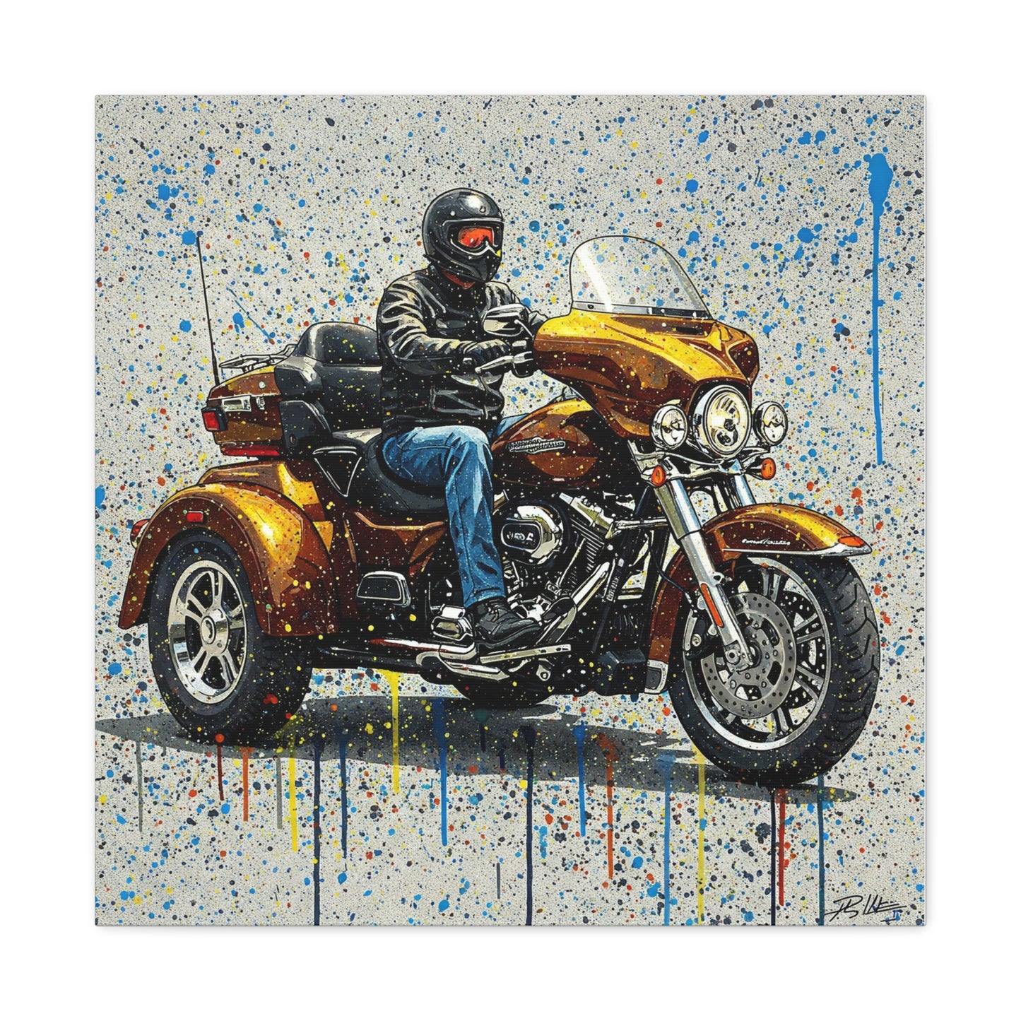 Motorcycle Artwork Canvas - Vibrant Stretched Wall Decor for Bikers