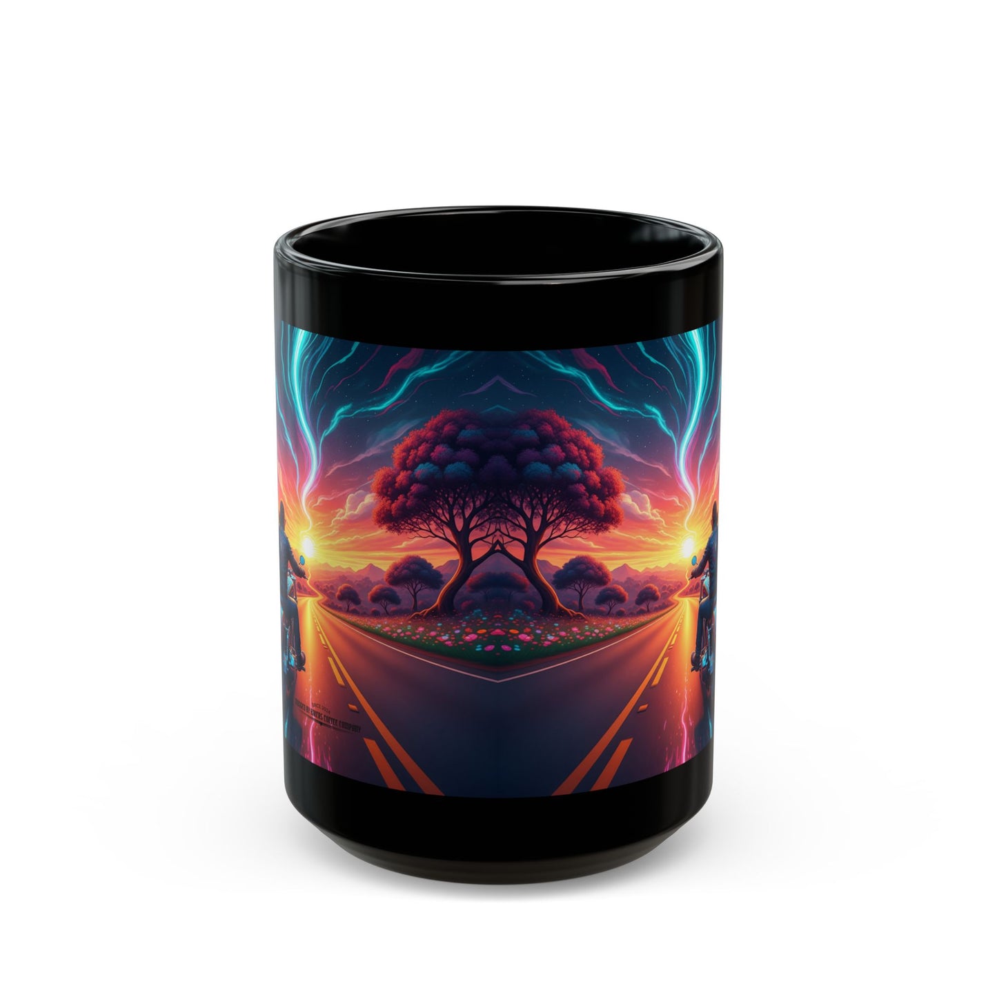 Vibrant Sunset Motorcycle Mug, Coffee Cup for Riders, Gift for Bikers, Road Trip Lover, Adventure Enthusiast
