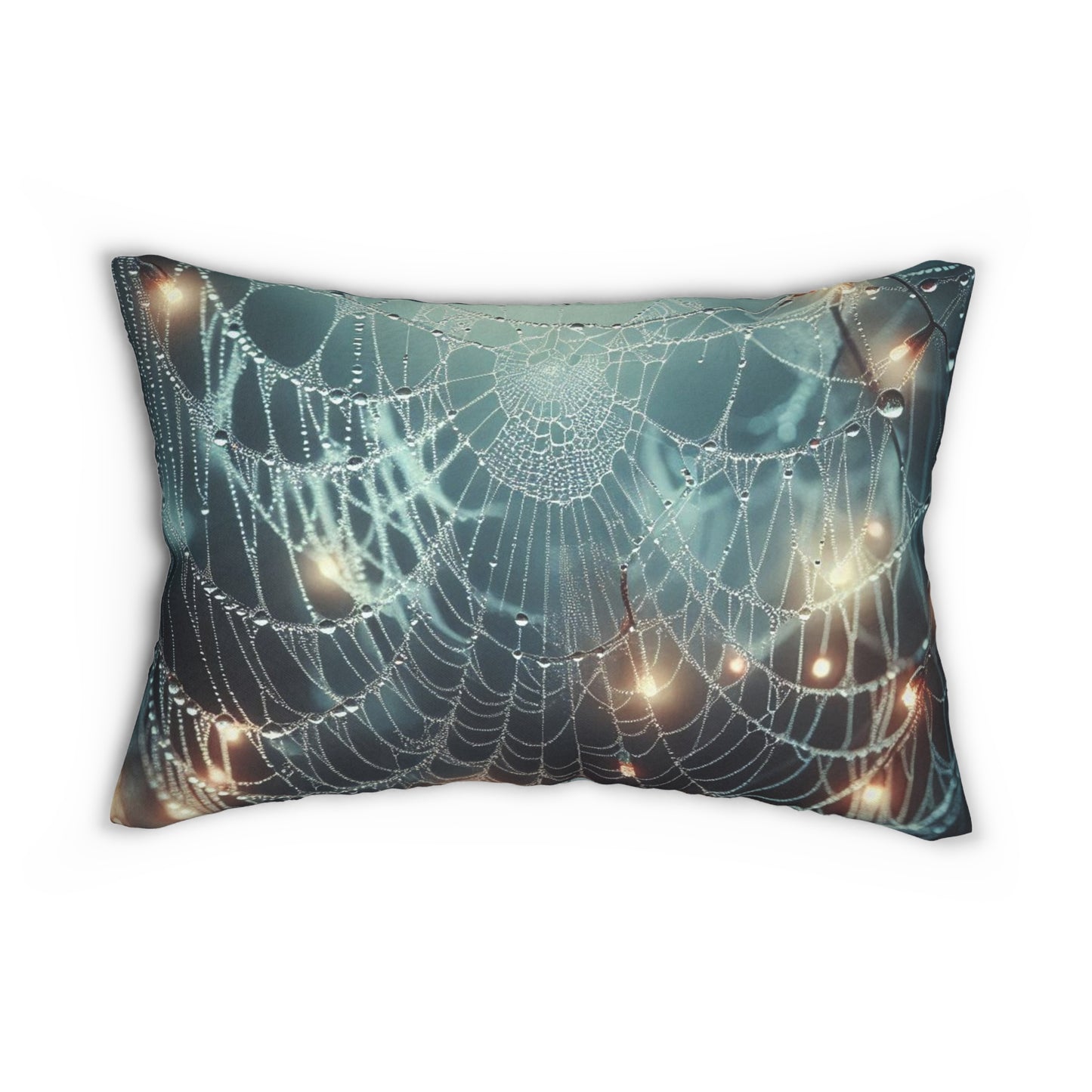 Halloween Themed Lumbar Pillow, Cozy Home Decor, Spooky Throw Pillow, Bat and Spider Web Design, Autumn Accent Pillow