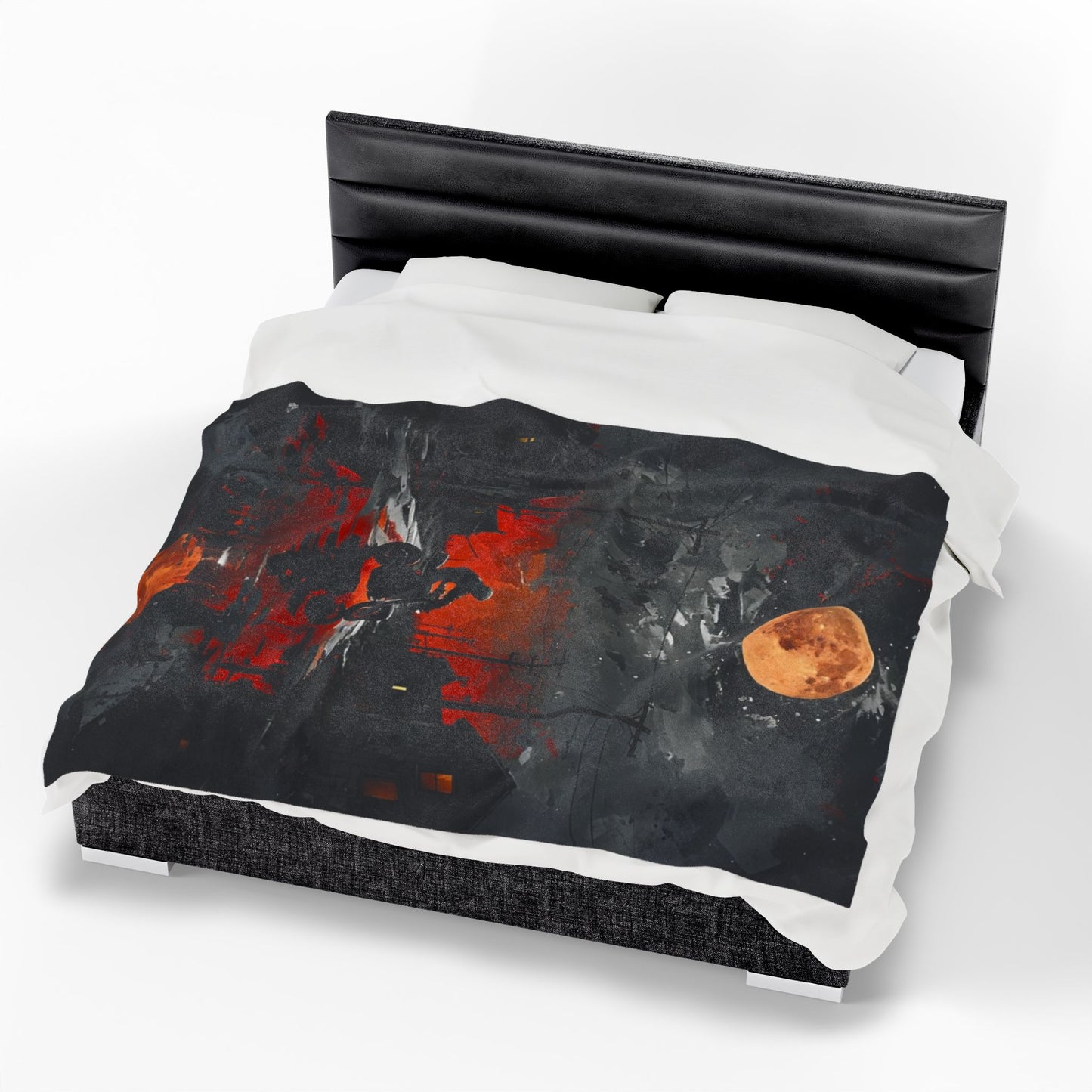 Urban Night Rider Velveteen Plush Blanket | Cozy Home Decor, Motorcycle Lover Gift, Halloween, Fall Decor, Soft Blanket