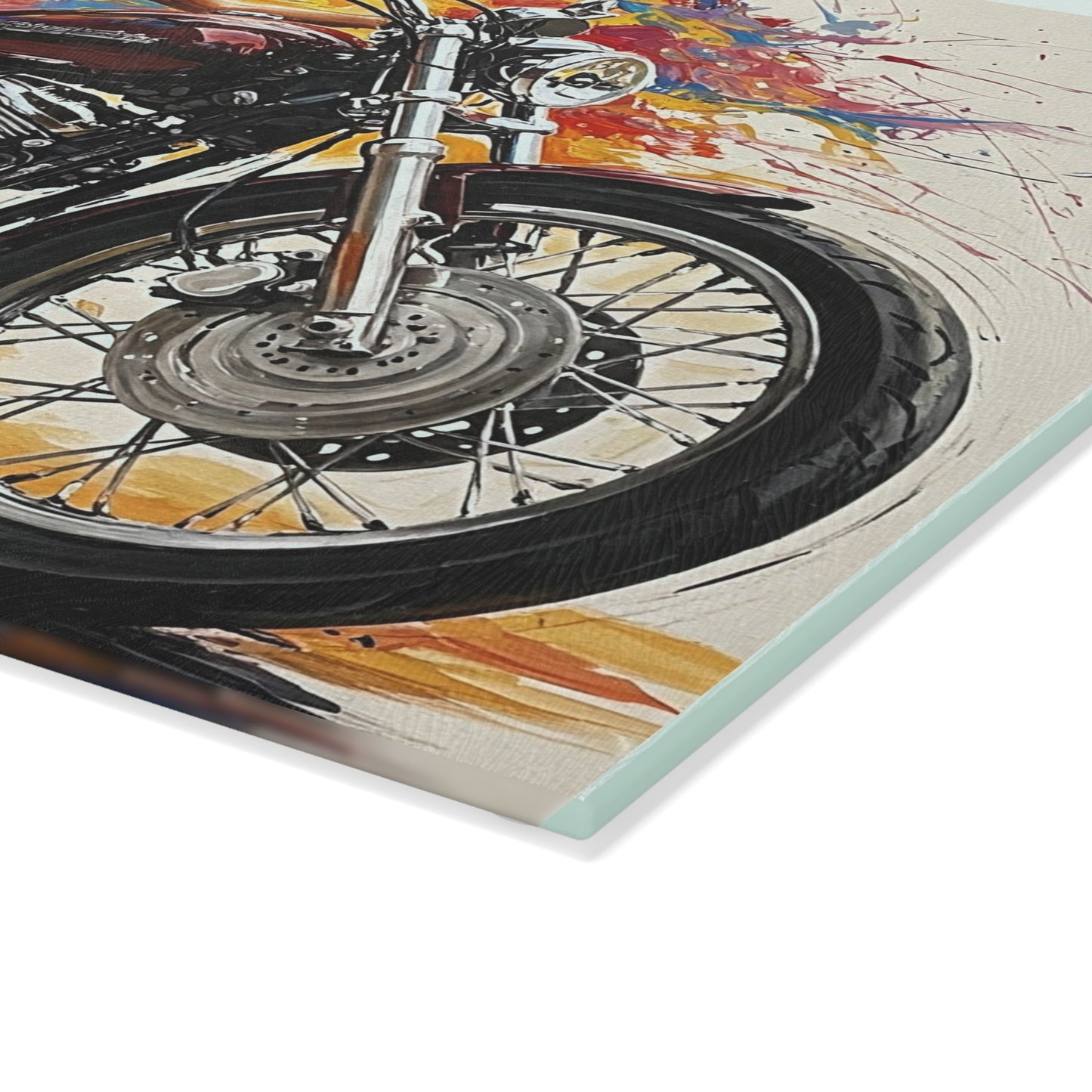 Glass Cutting Board-Cheese Platter-Motorcycle Art-Biker chic Art