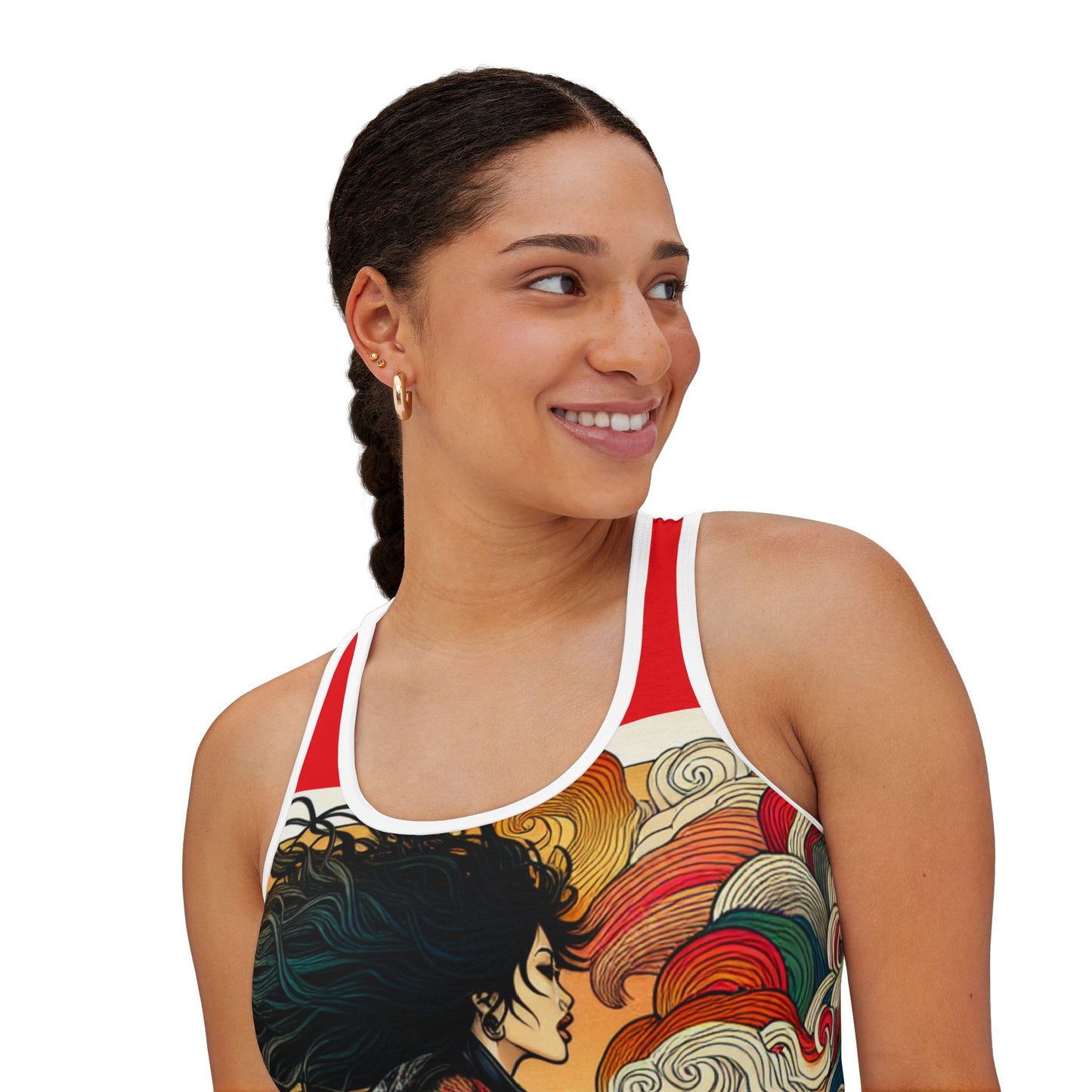 Women's Tank Top - Artistic Woman on Motorcycle Design