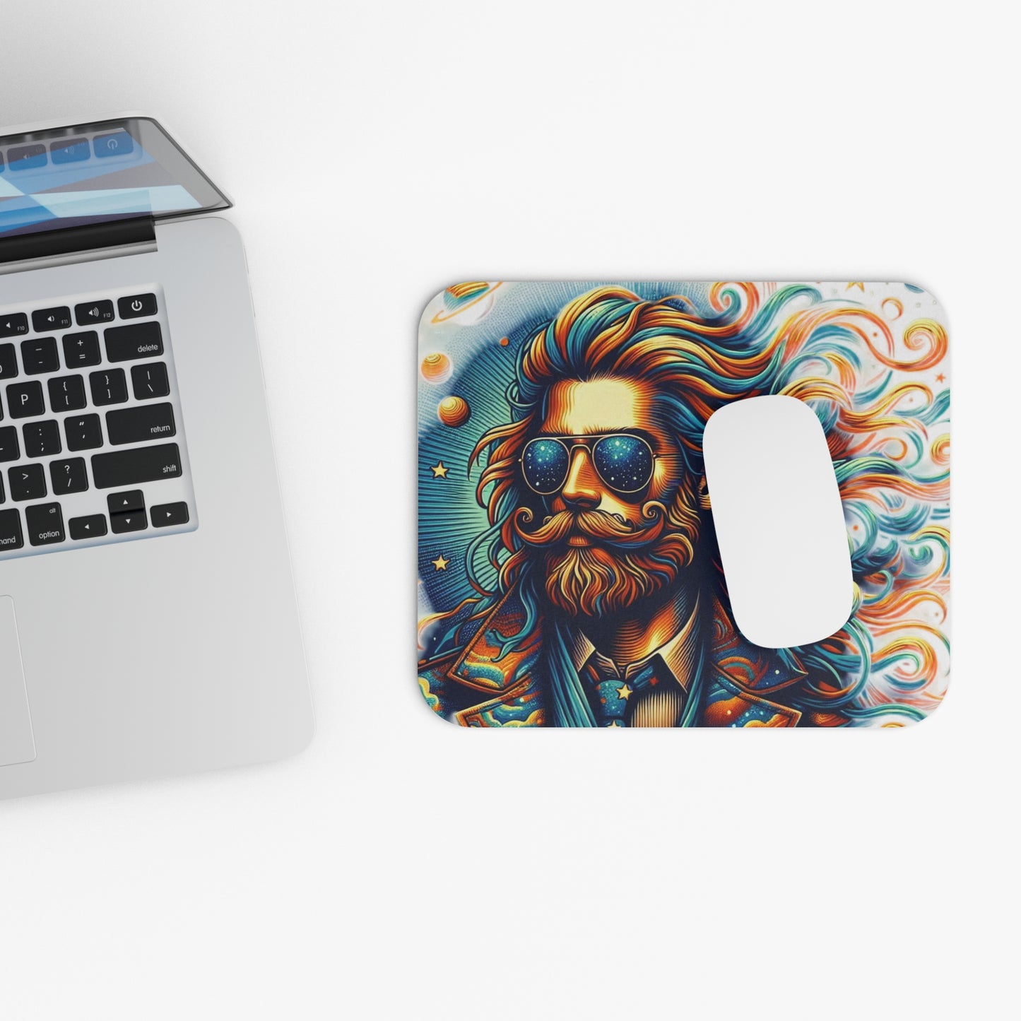 Cosmic Groove Mouse Pad, Retro Art Mousepad, Space Themed Desk Accessory, Bohemian Gift, Computer Mouse Mat