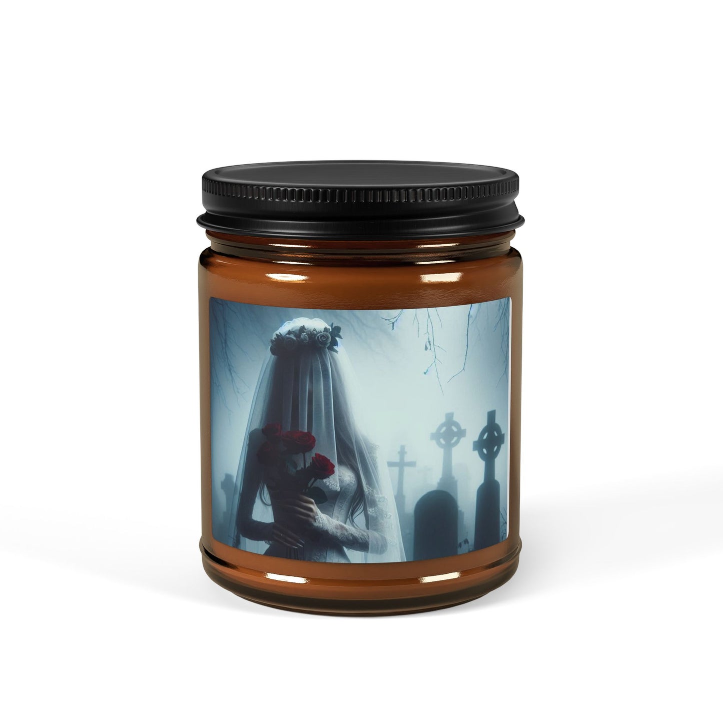 Corpse Bride- Scented Soy Candle, Gothic Decor, Amber Jar Candle, Unique Wedding Gift, Halloween Home Fragrance, Spooky Candlelight