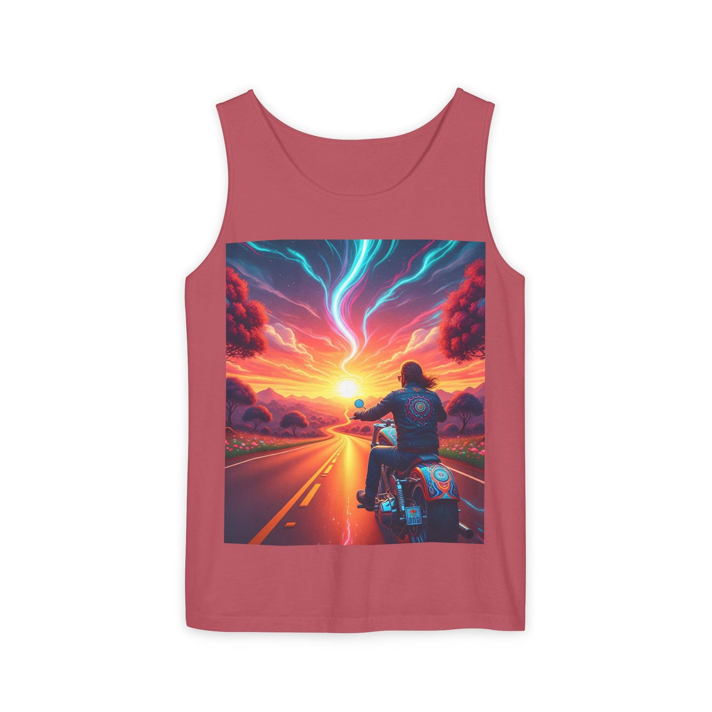 Motorcycle Adventure Tank Top, Unisex Summer Apparel, Gifts for Bikers, Casual Wear for Outdoor Events, Festival Outfit, Road Trip Gear