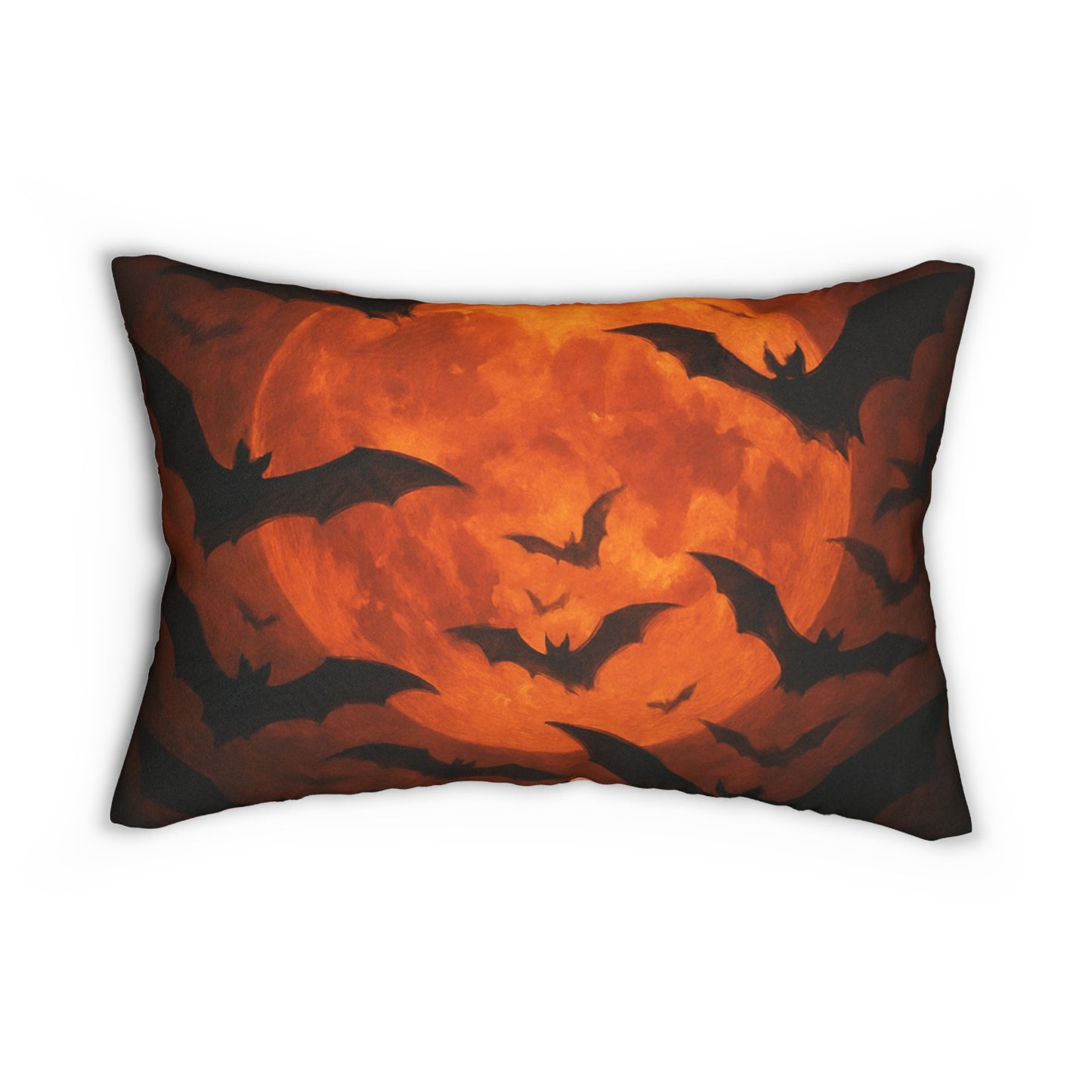 Halloween Bat Lumbar Pillow, Spooky Home Decor, Seasonal Throw Pillow, Bat Design Cushion, Halloween Night Accent Pillow