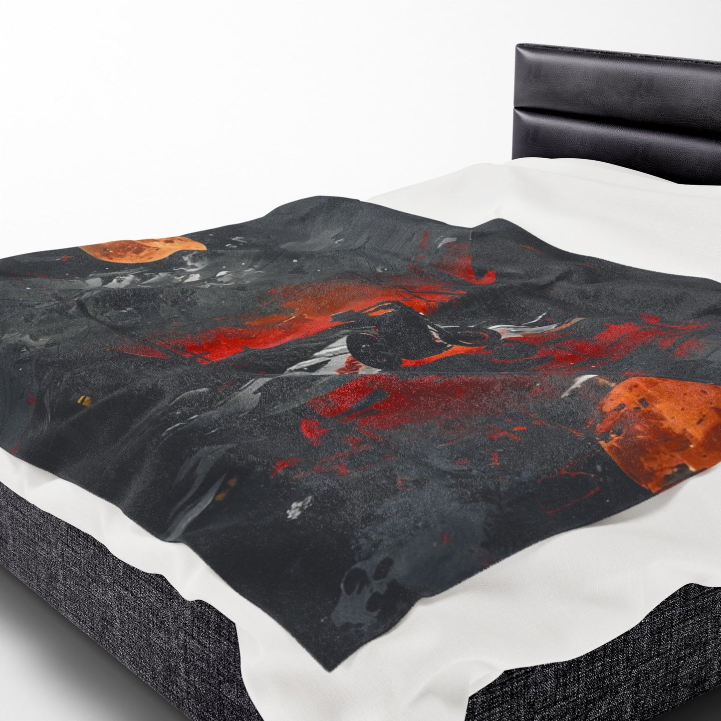 Urban Night Rider Velveteen Plush Blanket | Cozy Home Decor, Motorcycle Lover Gift, Halloween, Fall Decor, Soft Blanket