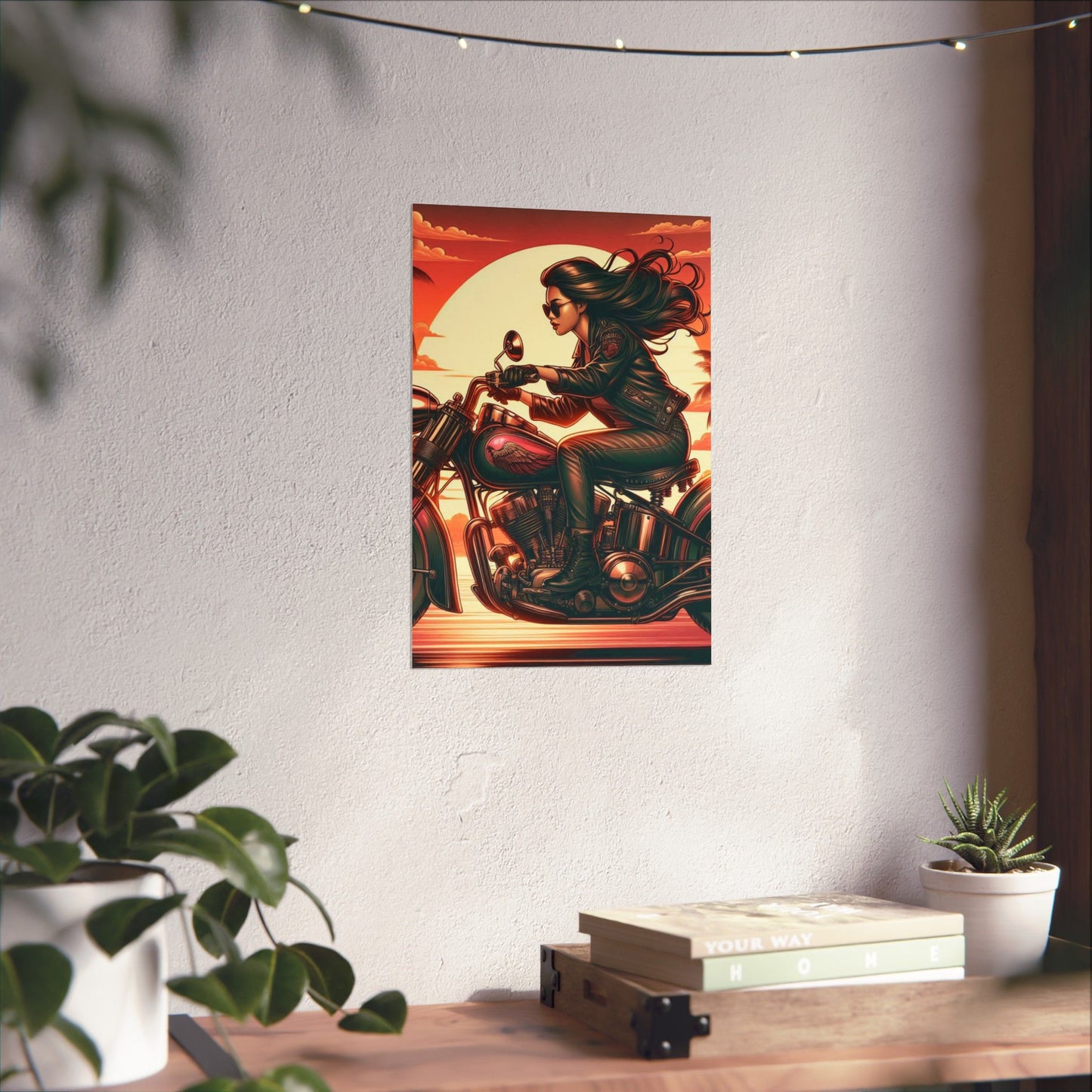 Poster- Motorcycle Pinup-Garage Decor-Man Cave-Retro Wall Art