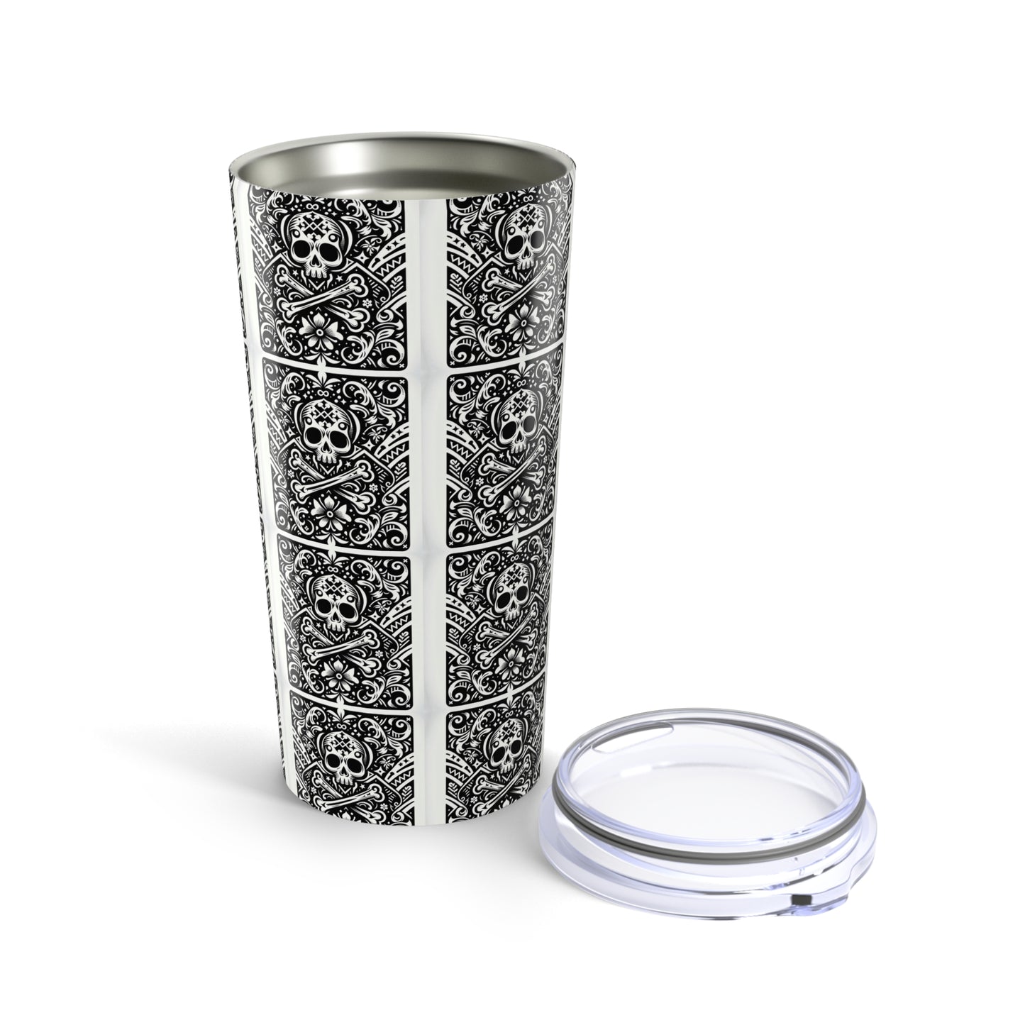 Travel Mug - Skull and Crossbones Design-Allover Pattern-Stainless Steel Cup