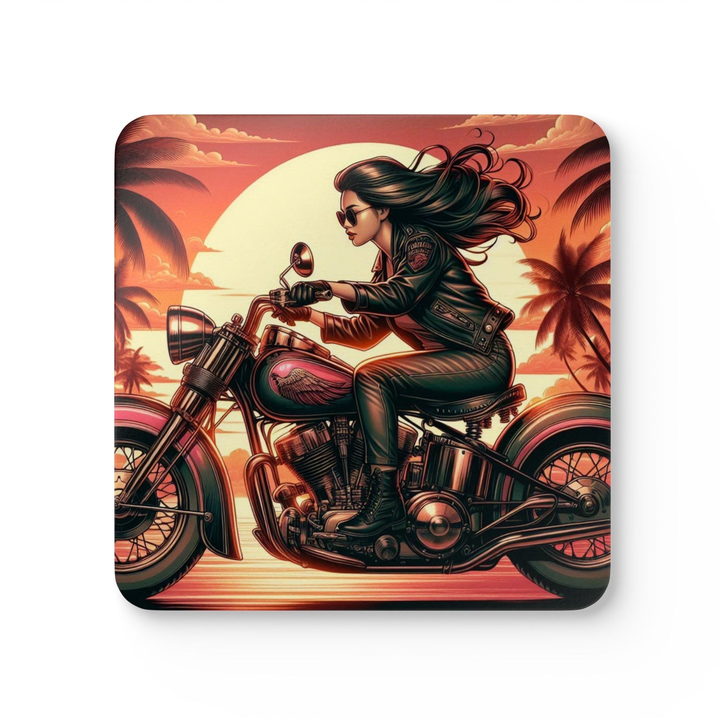 Coaster Set-Motorcycle Bar-Pinup Art-Man Cave