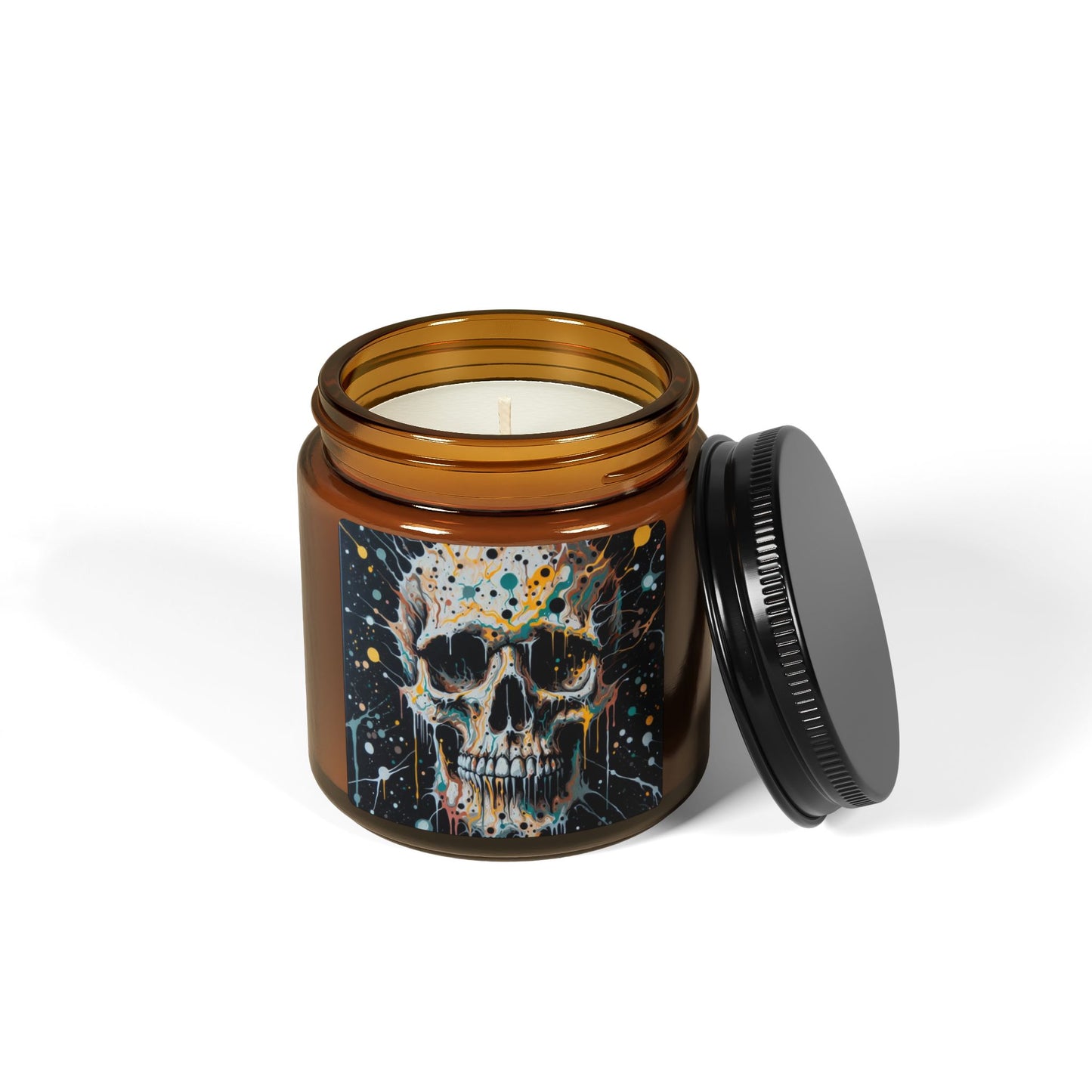 Skull-Themed Scented Soy Candle, Multi-Size Amber Jar, Unique Home Decor, Gothic Gift, Halloween Decor, Relaxation Candle