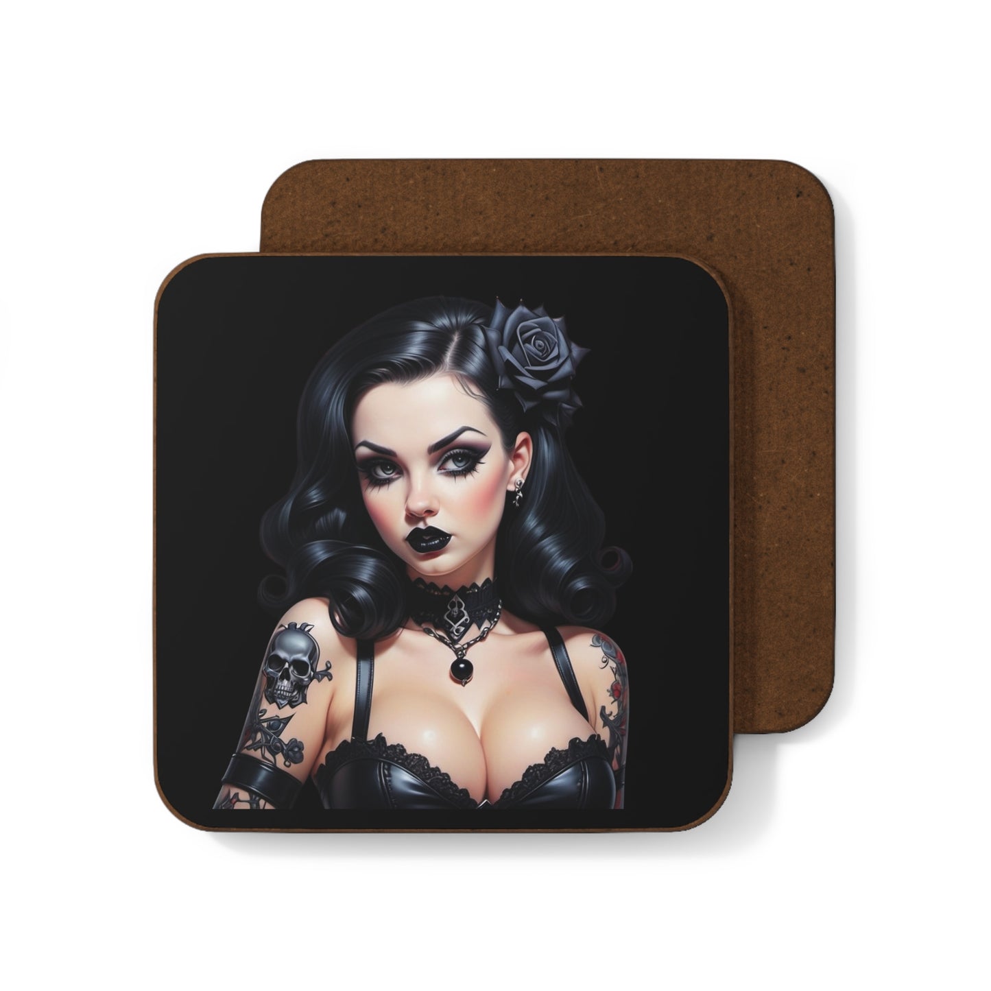 Coaster - Retro Gothic Pinup Tattoo Art Coaster – Alt Style Bar Decor