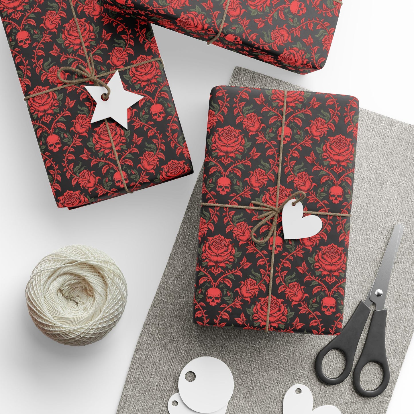 Elegant Floral Skull Wrapping Paper, Gift Wrap for Weddings, Birthdays, Holidays, Celebrations, Special Occasions, Party Supplies