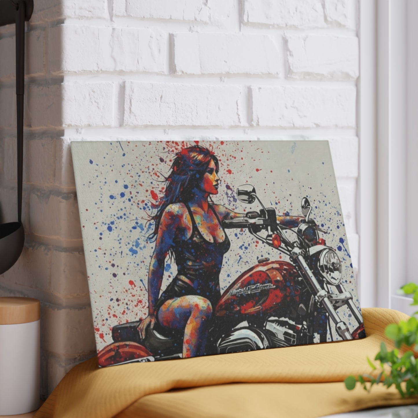 Glass Cutting Board - Perfect Gift for Motorcycle Lovers-Colorful Biker Kitchen
