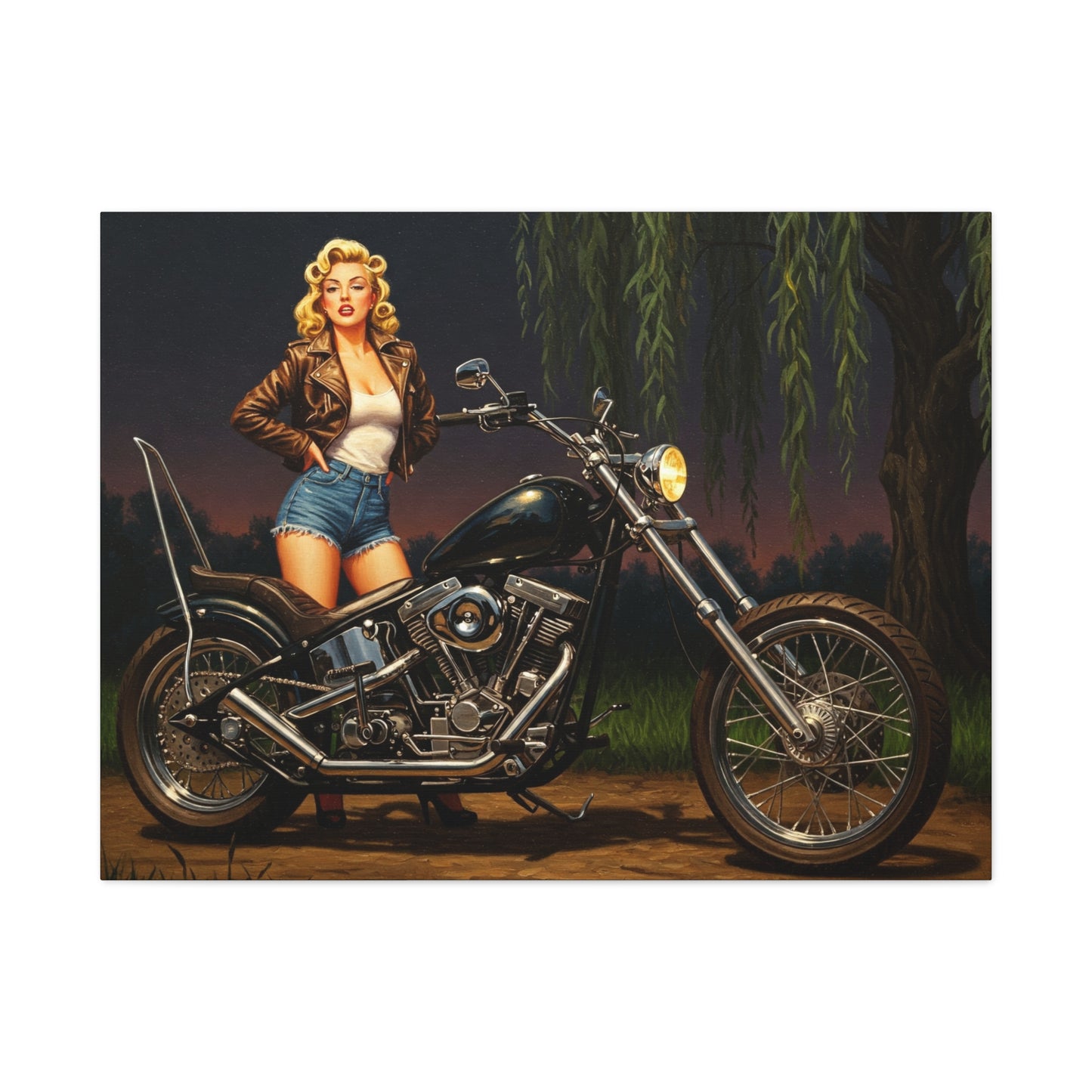 Wall Art- Pinup Biker Girl-Motorcycle Enthusiast Gift