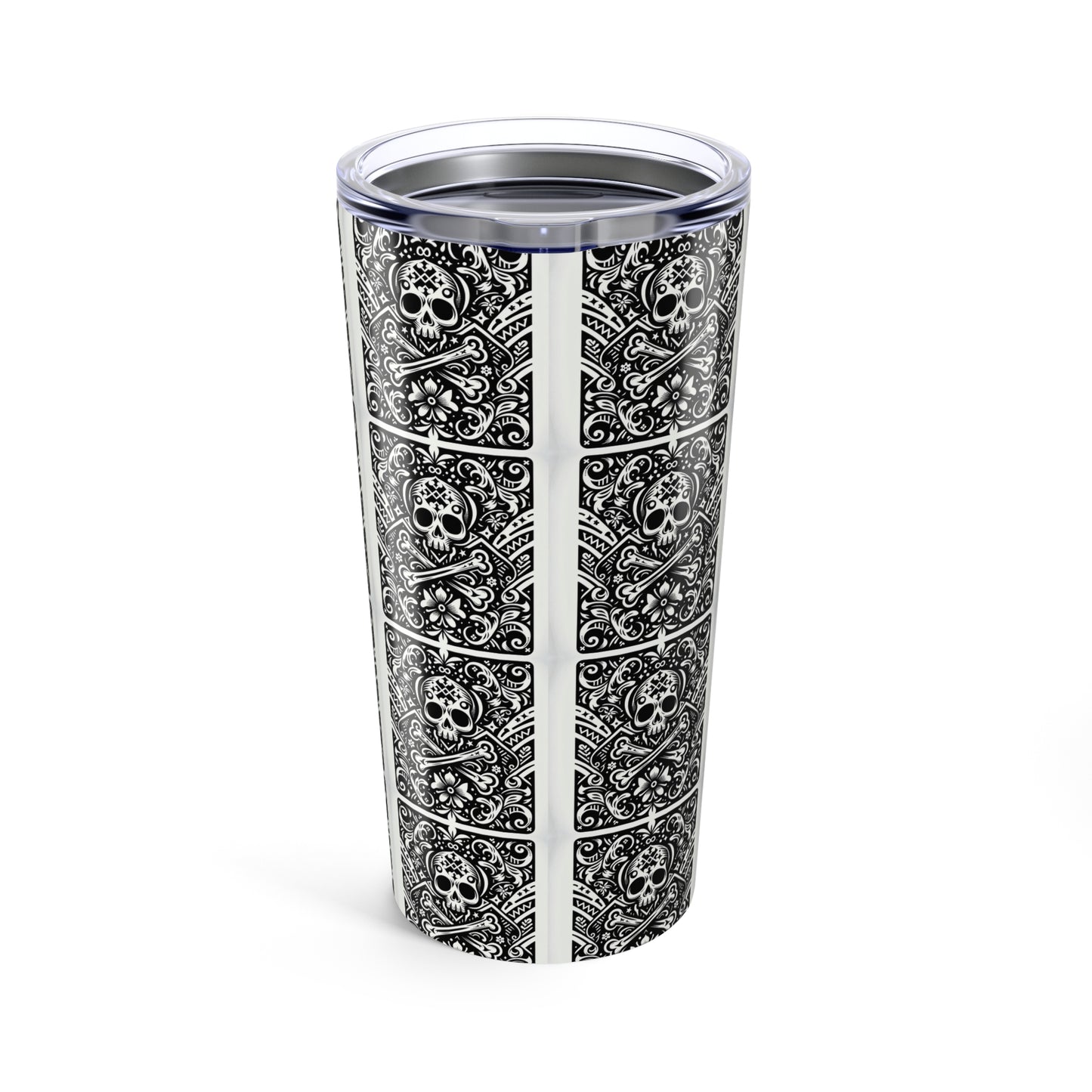 Travel Mug - Skull and Crossbones Design-Allover Pattern-Stainless Steel Cup