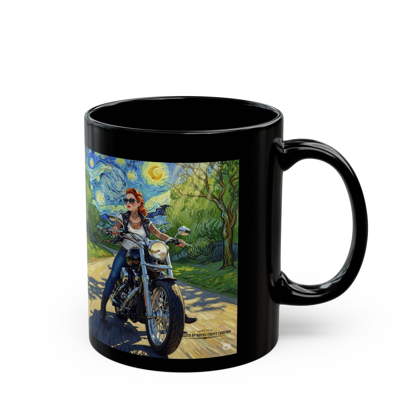 Motorcycle Adventure Black Mug - 11oz & 15oz, Perfect Gift for Bikers, Coffee Lovers, Road Trip Enthusiasts, Unique Art Mug