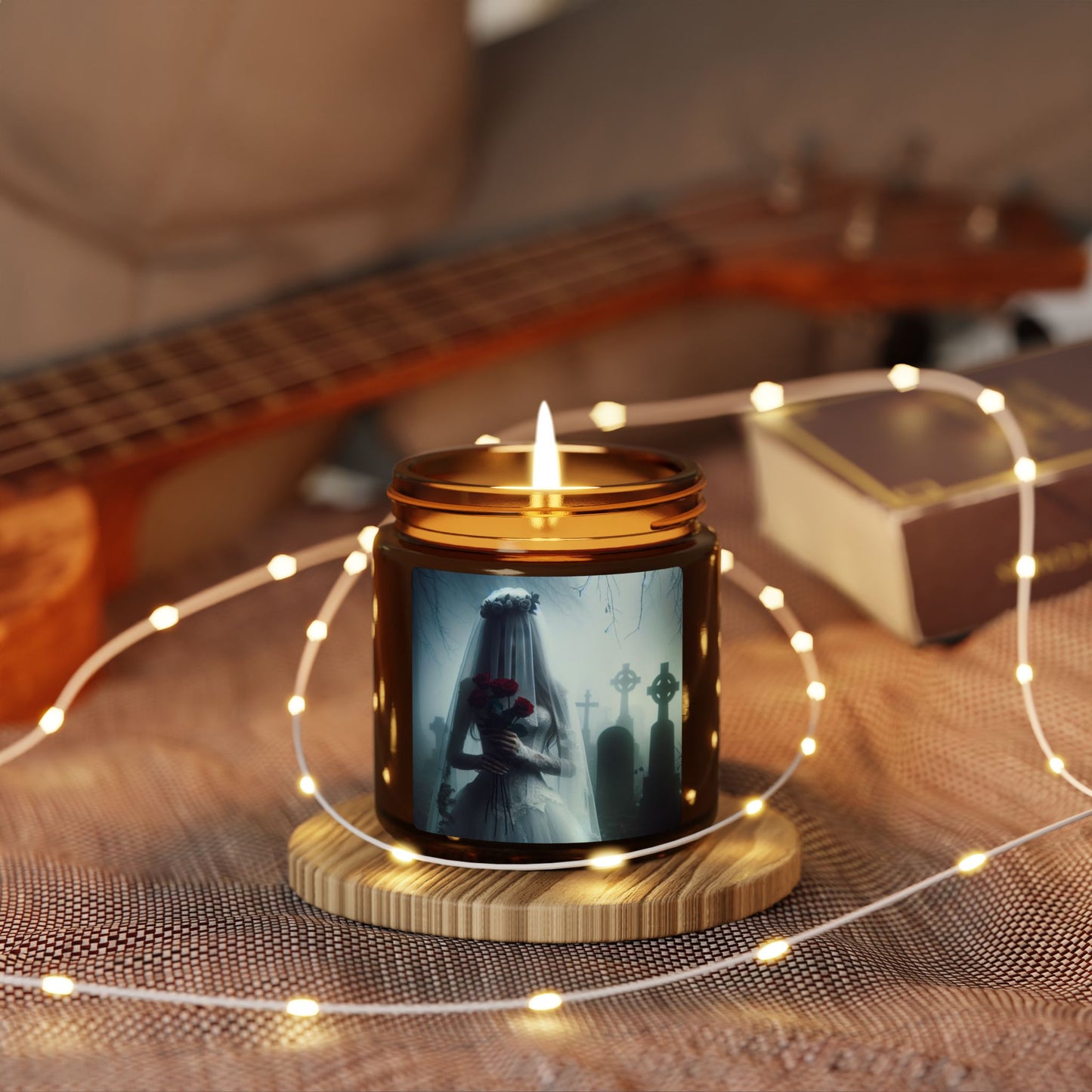 Corpse Bride- Scented Soy Candle, Gothic Decor, Amber Jar Candle, Unique Wedding Gift, Halloween Home Fragrance, Spooky Candlelight