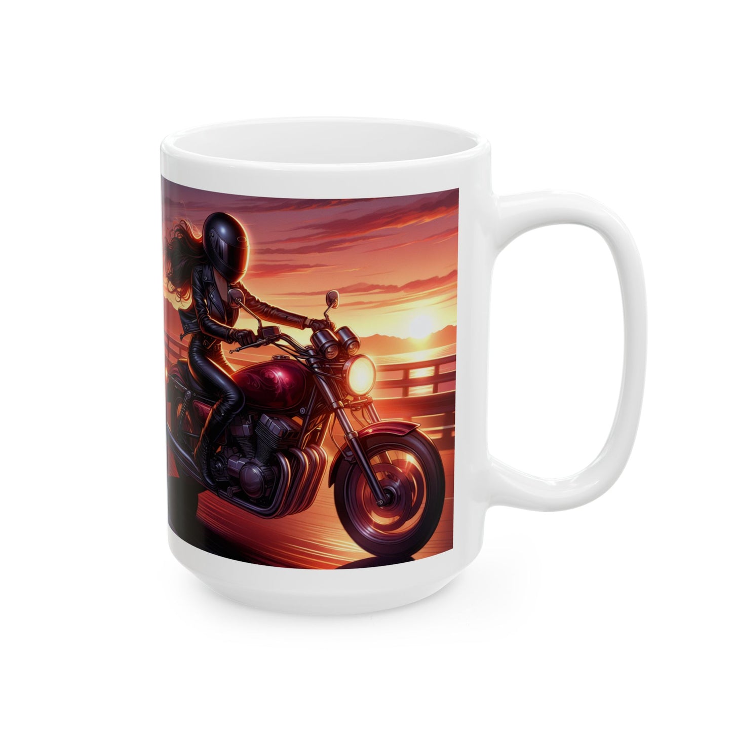 Mug - Ride at Dawn-Lets go ride- Ceramic Drink Mug-Motorcycle ride-Coffee lover gift