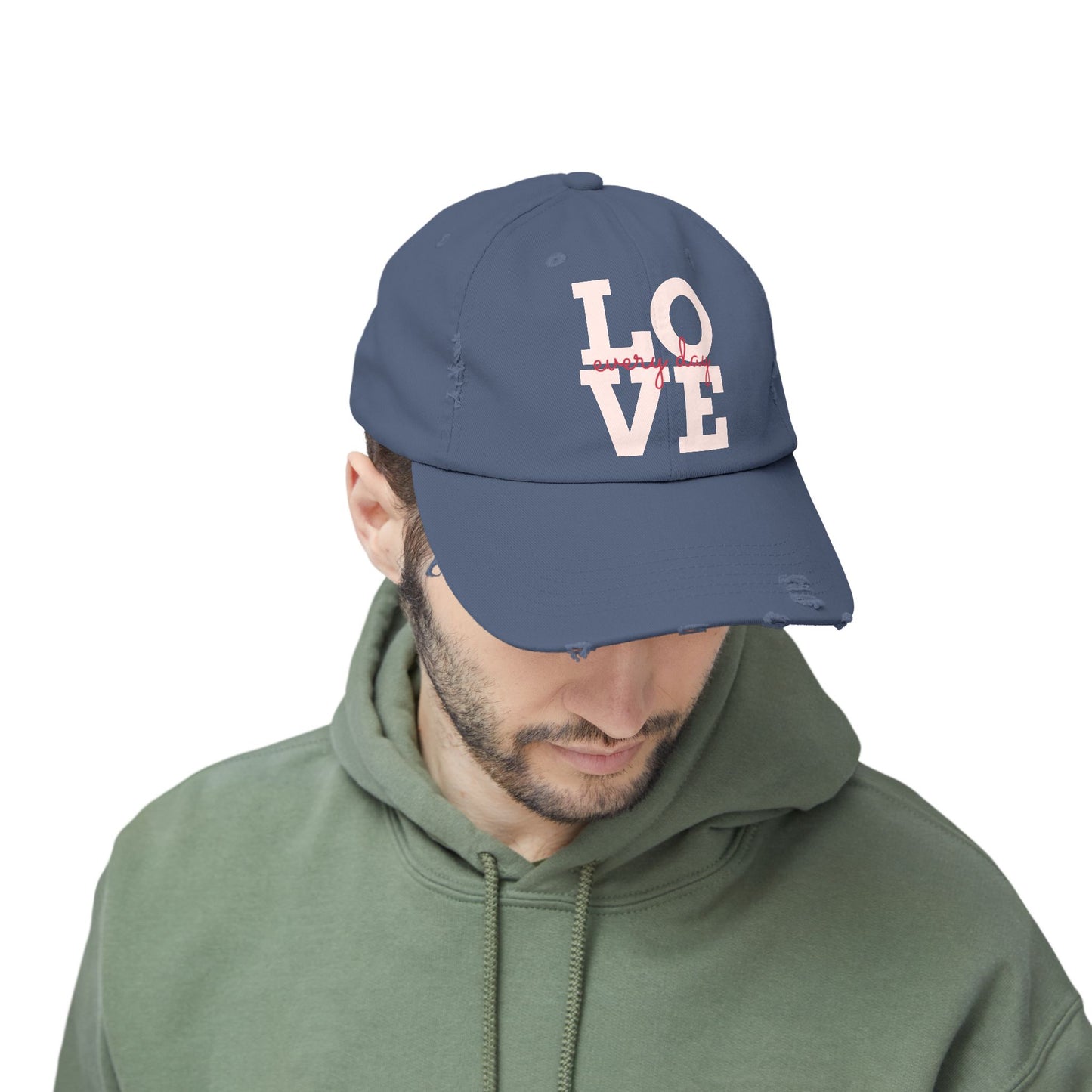 Unisex Distressed Cap with 'LOVE' Design – Trendy, Casual Hat for All Occasions, Holiday Gift, Everyday Wear, Cool Accessories