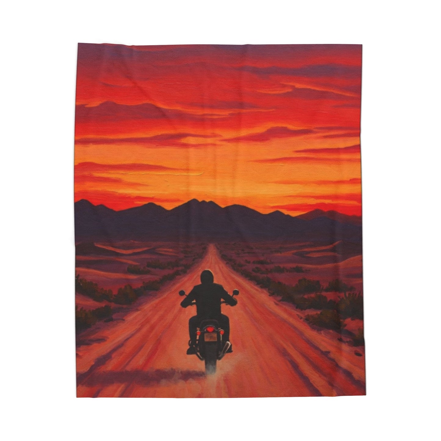 Motorcycle Roadtrip Velveteen Blanket, Cozy Throw for Bikers, Adventure Decor, Gifts for Him, Camping Essentials, Home Comfort