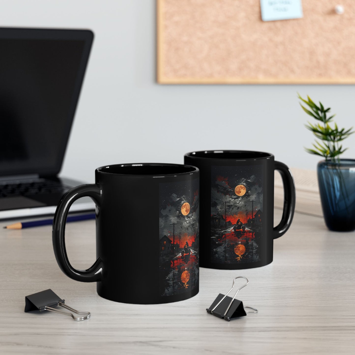 Mug - Motorcycle Ride at Sunset Black Mug (11oz, 15oz)