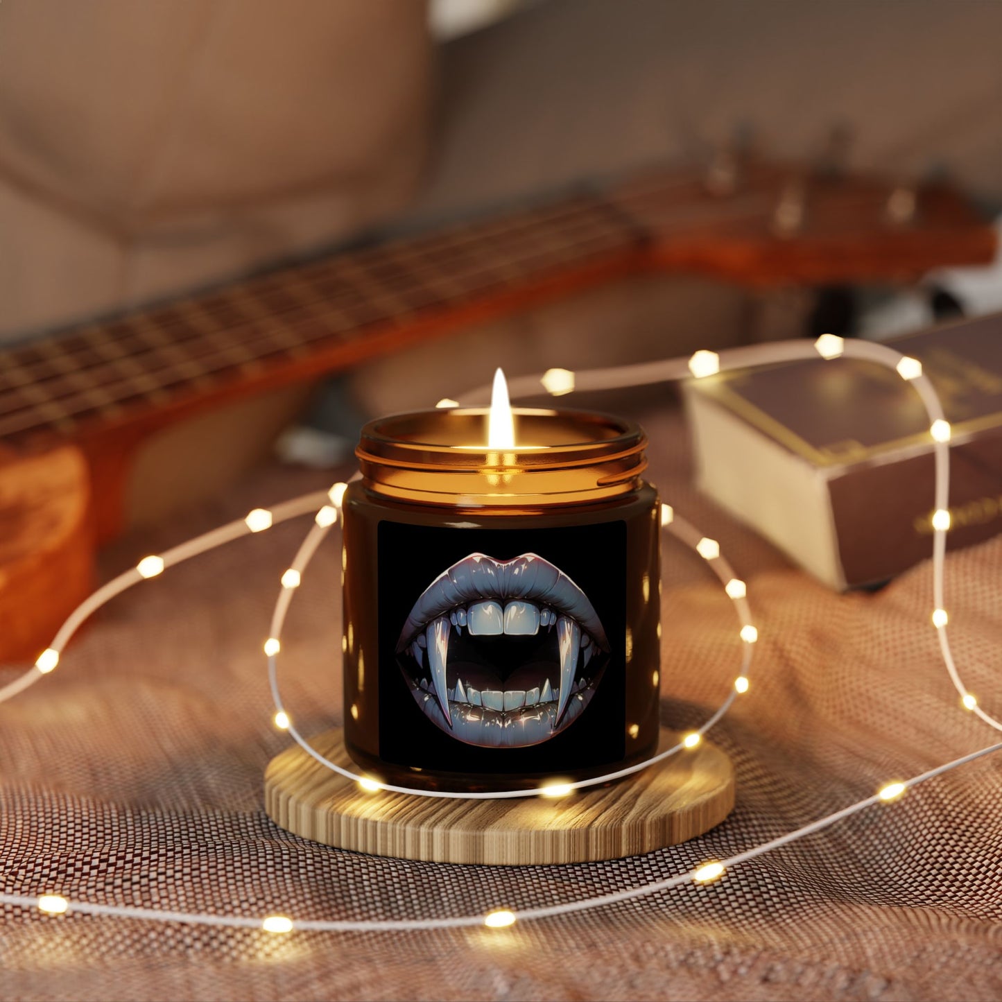 Vampire Kiss Scented Soy Candle - Gothic Home Decor, Halloween Decor, Unique Gift, Cozy Atmosphere, Amber Jar Candle