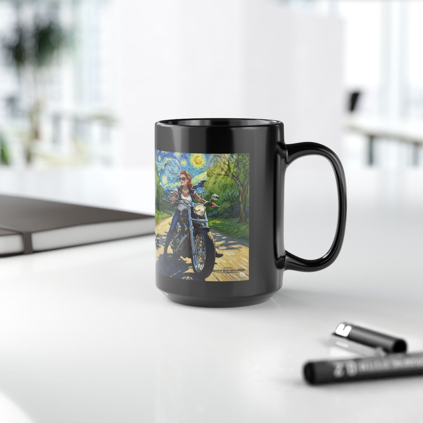 Motorcycle Adventure Black Mug - 11oz & 15oz, Perfect Gift for Bikers, Coffee Lovers, Road Trip Enthusiasts, Unique Art Mug