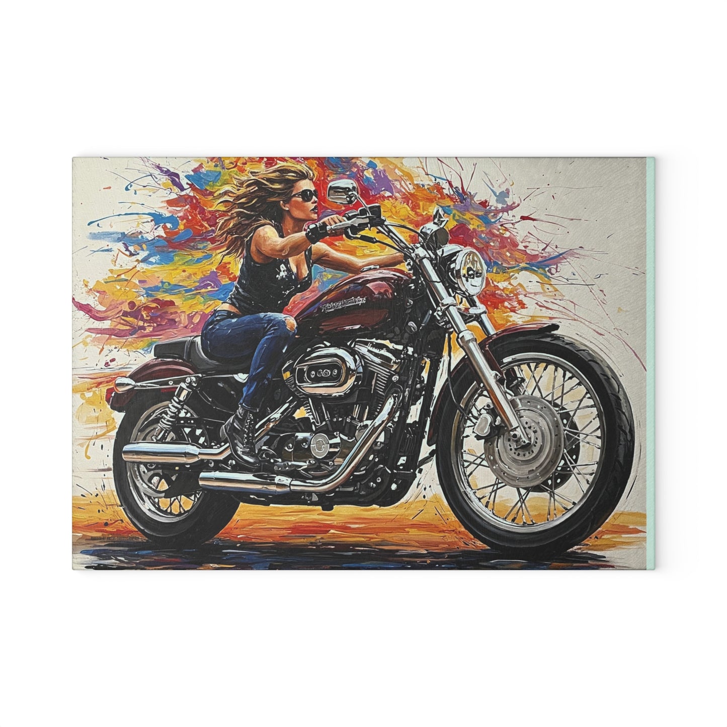 Glass Cutting Board-Cheese Platter-Motorcycle Art-Biker chic Art