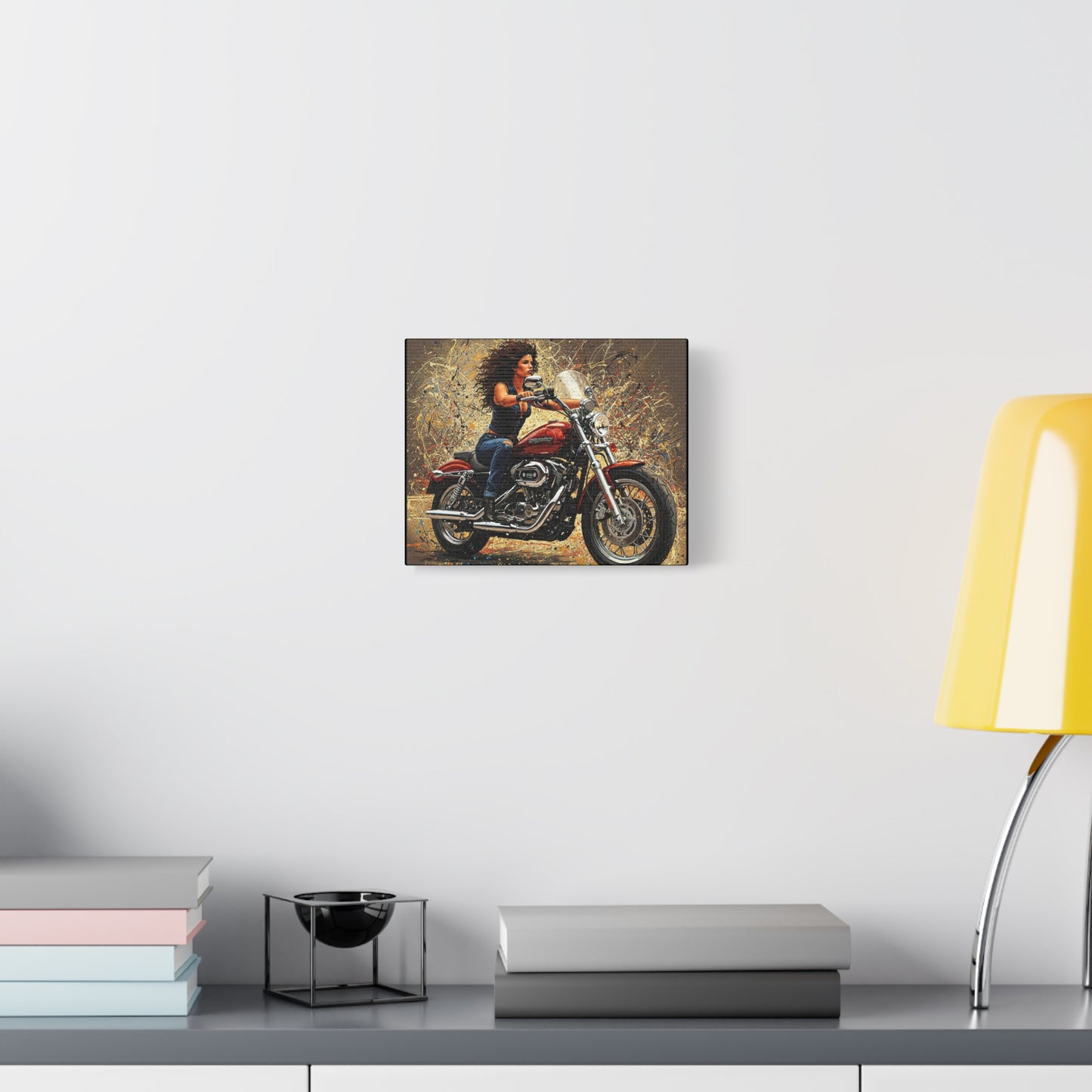 Biker Girl Art Canvas - Stretched Matte Wall Decor for Motorcycle Enthusiasts