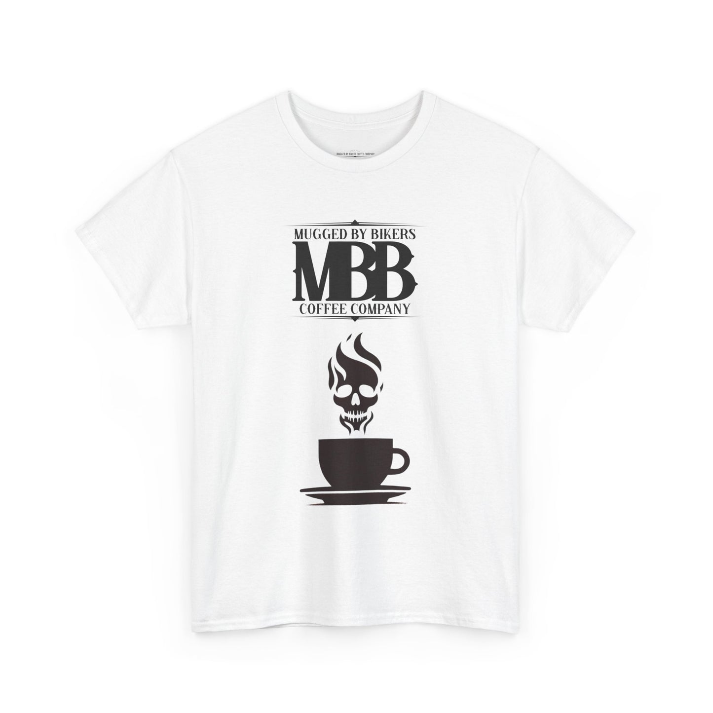 T-Shirt - Mugged by Bikers Coffee Co-Steaming Cup of Coffee Logo Tee