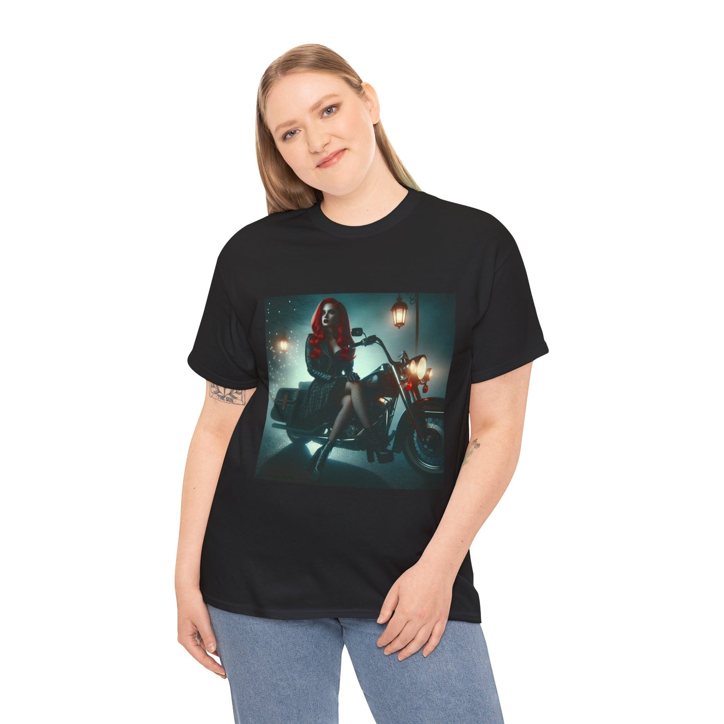 Biker Pinup Tee-Night Ride-City Ride-Biker Fashion