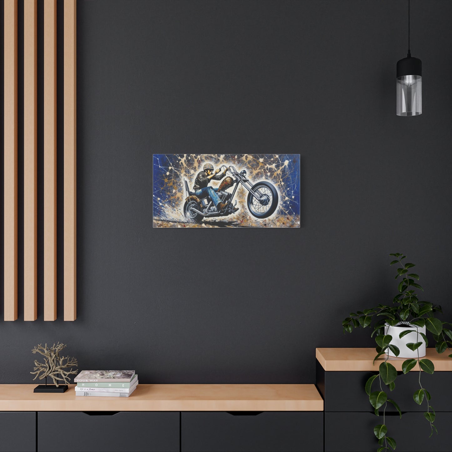 Motorcycle Rider Matte Canvas Wall Art - Stretched 1.25 Inch