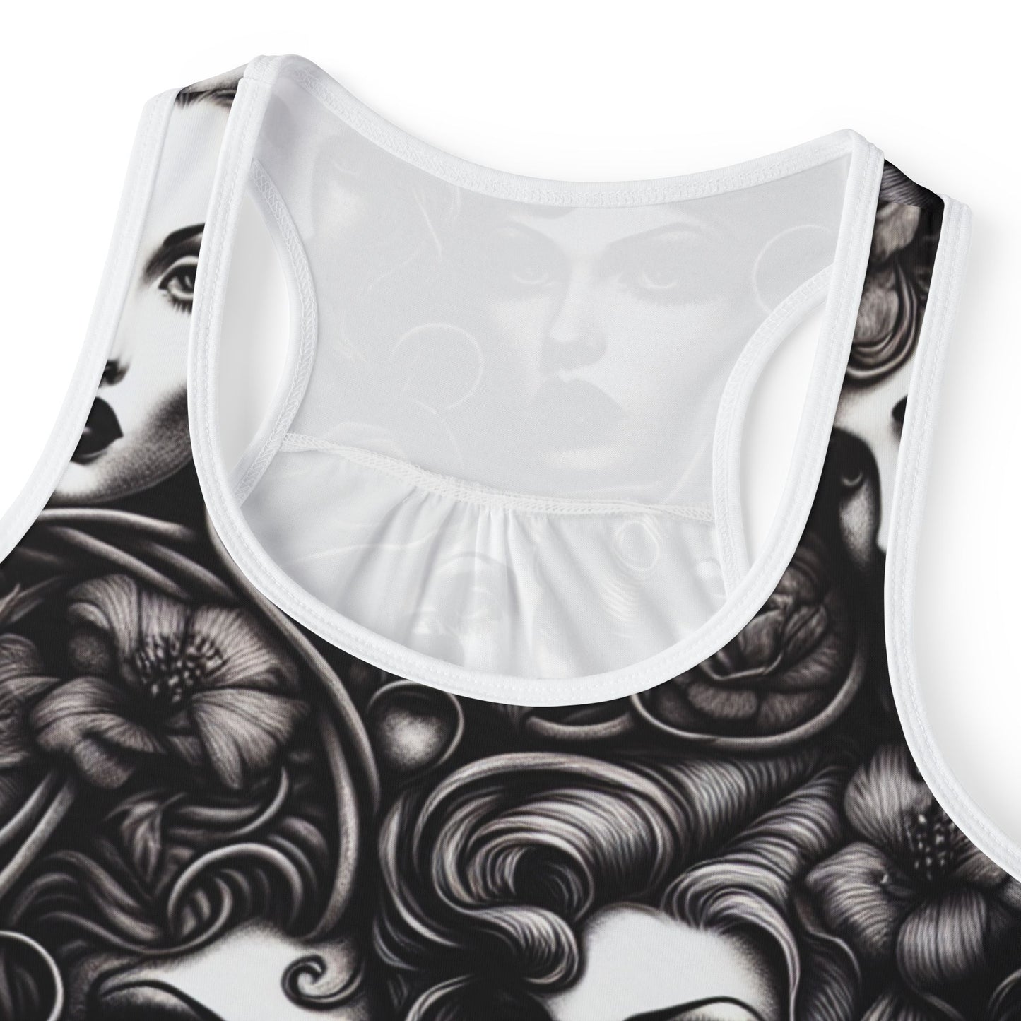 Tank Top- Pinup Girls and Flowers-Retro Casual Wear