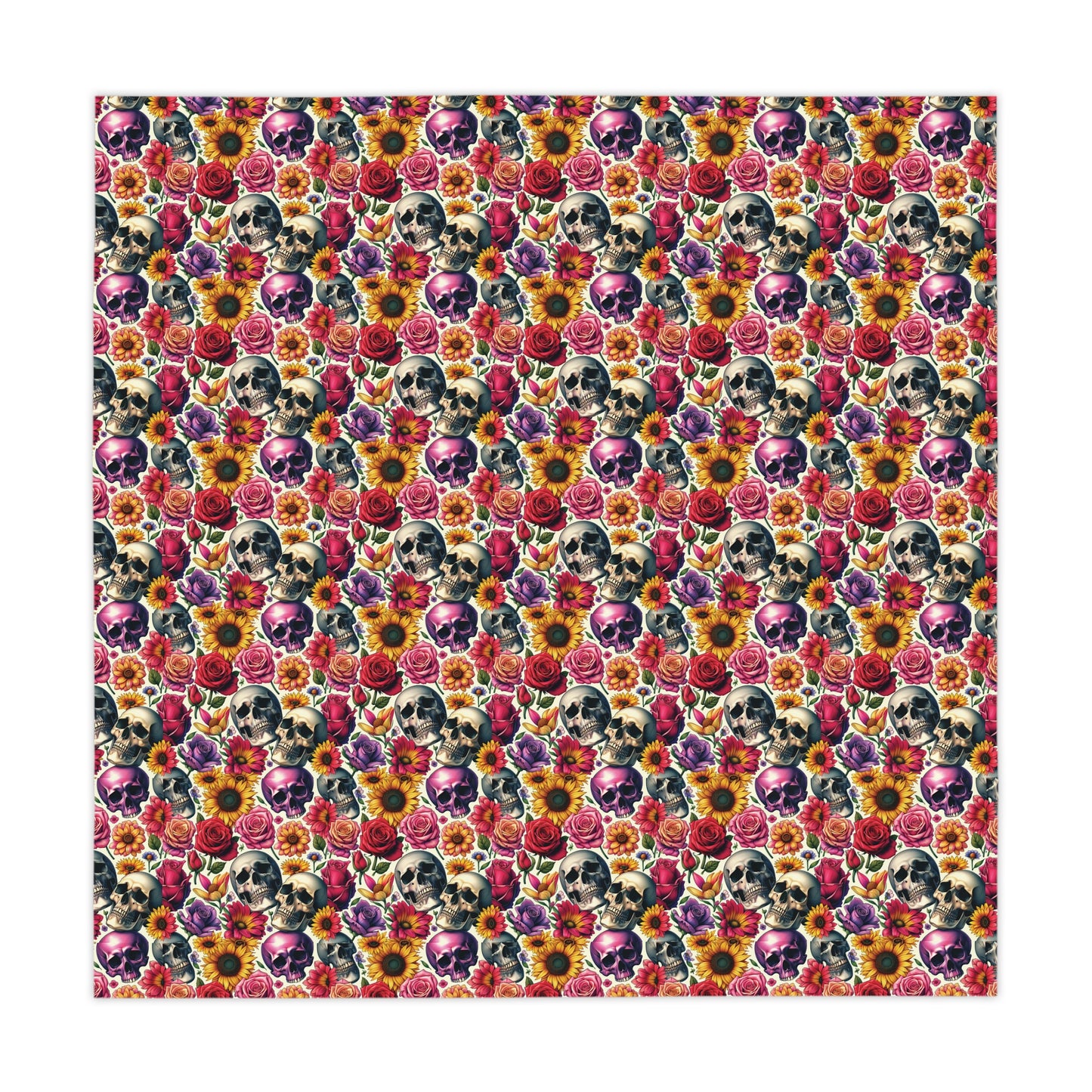 Tablecloth, Skulls and Roses, Halloween Party Decor, Floral Design Kitchen Accessory
