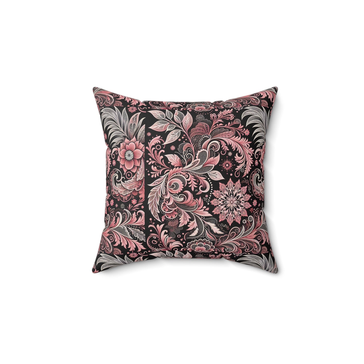 Pillow-Pink and Black Lace print Cushion