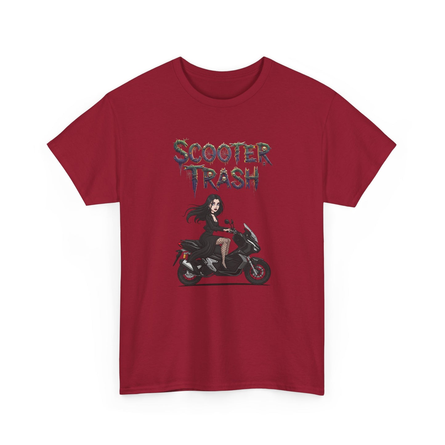 Scooter Trash Unisex Heavy Cotton Tee, Biker Tee, Motorcycle Lover Gift, Casual Cool Shirt, Halloween Motorcycle Tee, Unique Graphic Tee