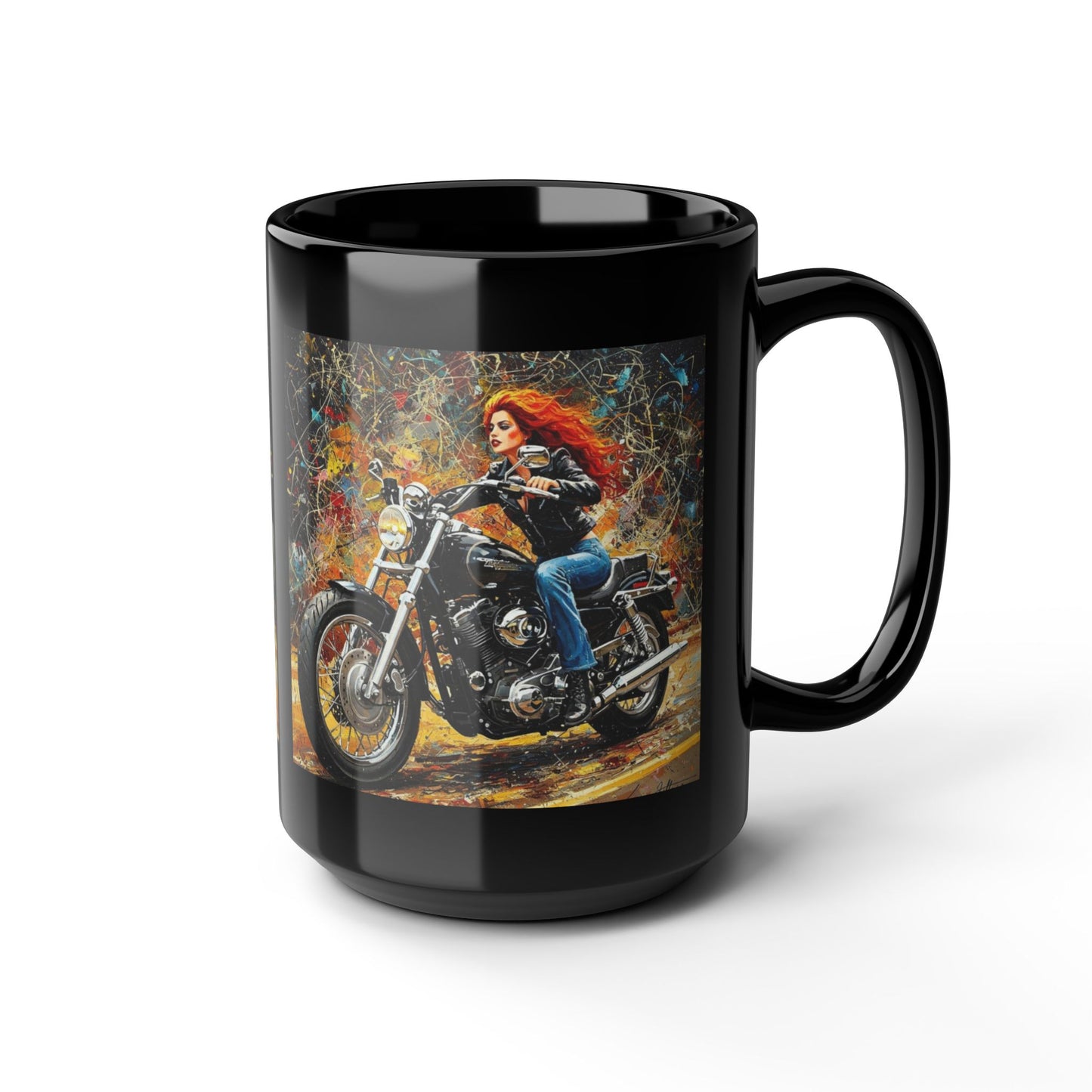 Bold Biker 15oz Black Mug - Perfect Gift for Motorcycle Enthusiasts