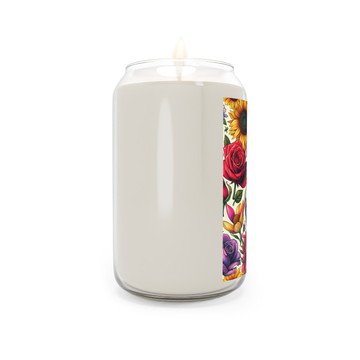 Gothic Floral Scented Candle, Skull Decor, Boho Home Accent, Aromatherapy Gift, Halloween Decor, Unique Birthday Present