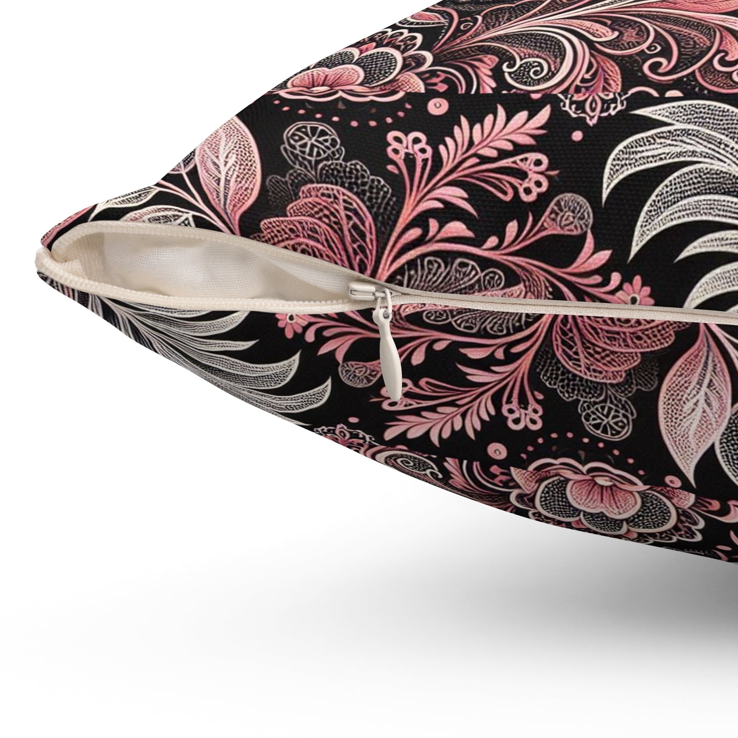 Pillow-Pink and Black Lace print Cushion