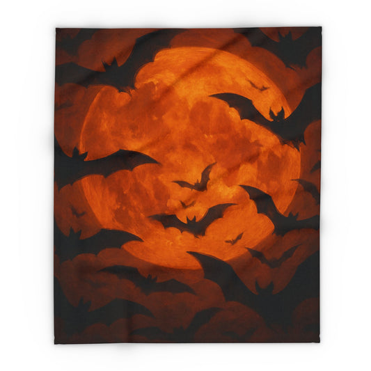 Bat Fleece Blanket | Cozy Throw for Spooky Season, Autumn Decor, Trick-or-Treating, Gift for Halloween Lovers