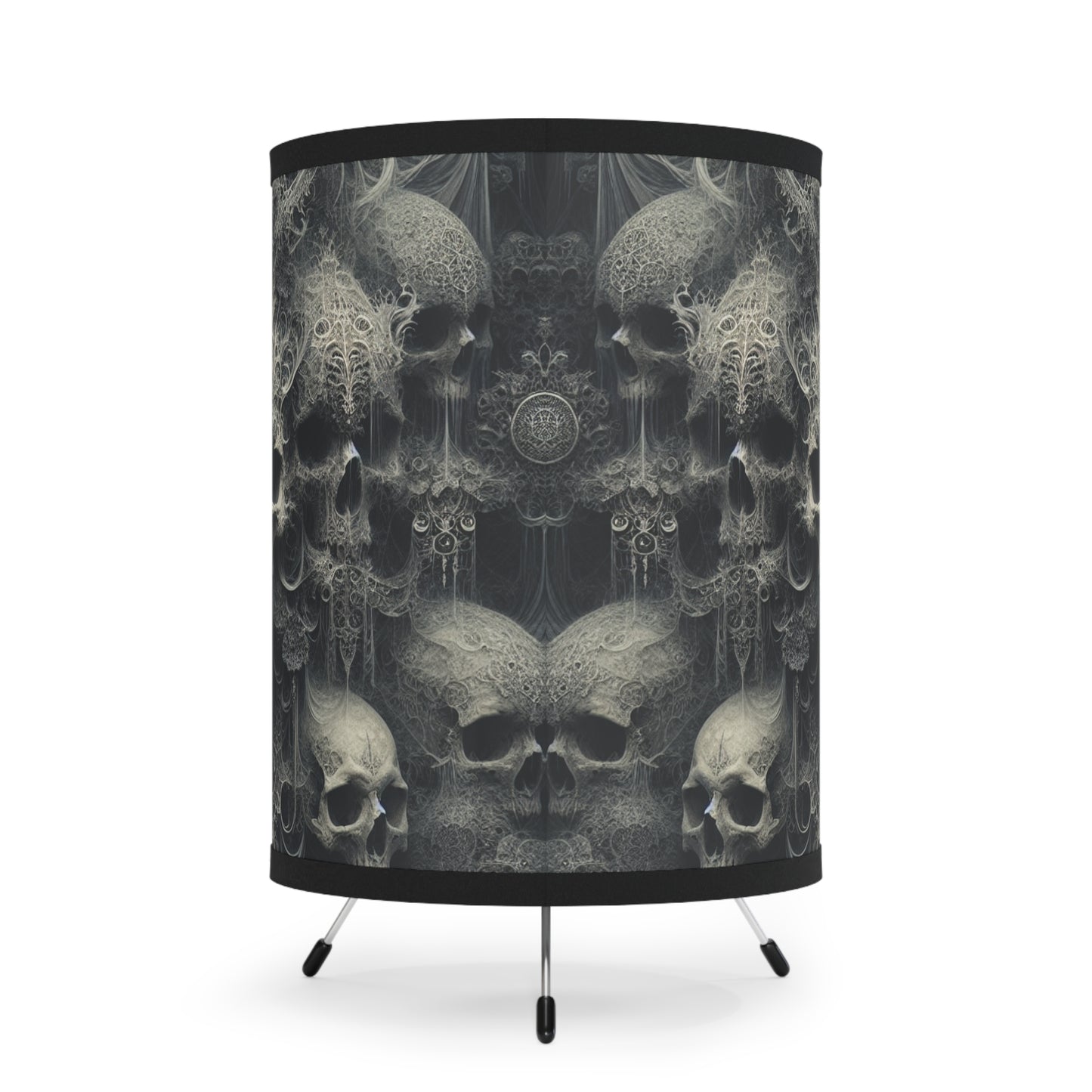 Gothic Tripod Lamp with Skull Design, Bohemian Decor, Halloween Home Lighting, Unique Gift for Art Lovers, Gothic Room Accent, US/CA Plug