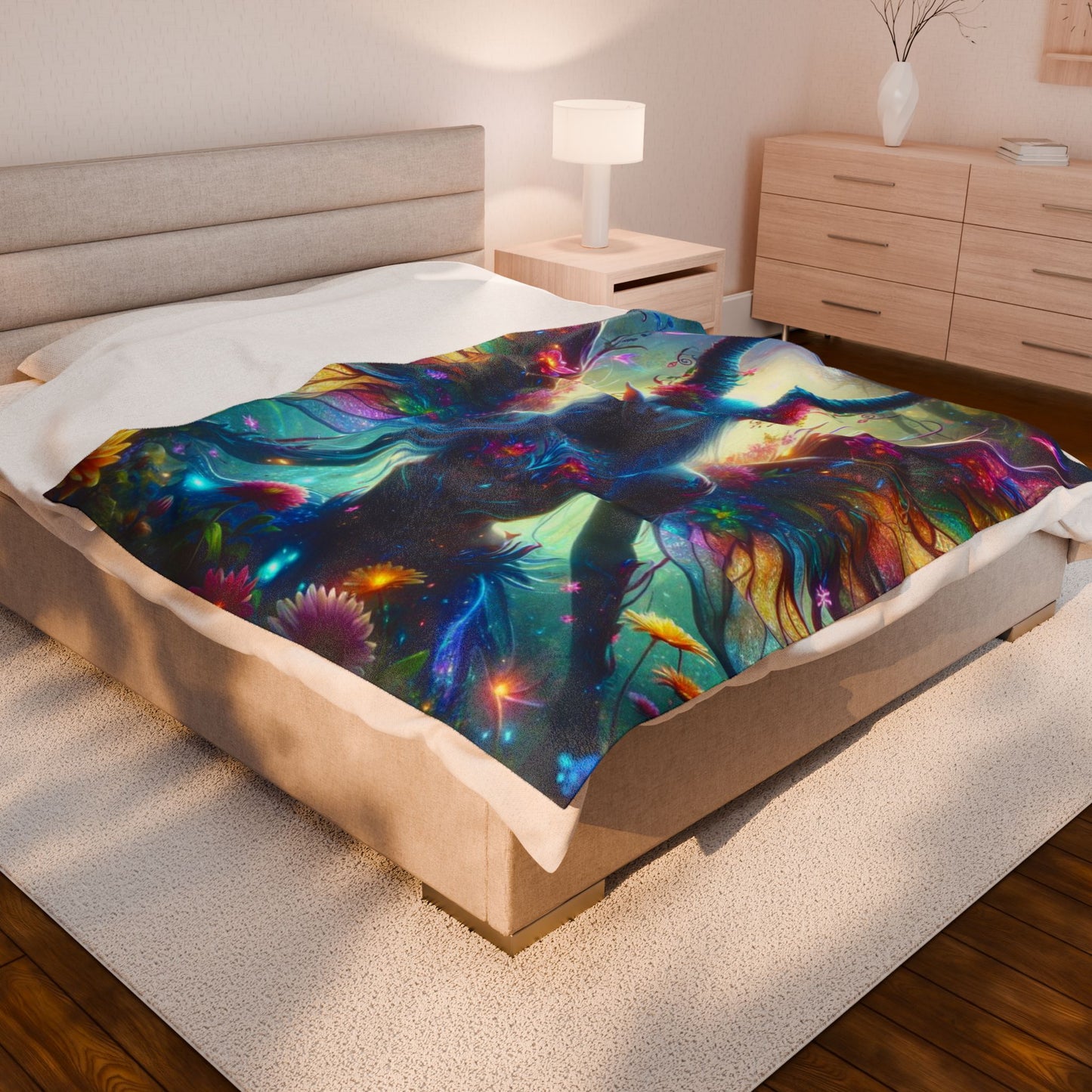 Nature Spirit Plush Blanket – Boho Spiritual Wall Art Throw for Mystical Decor