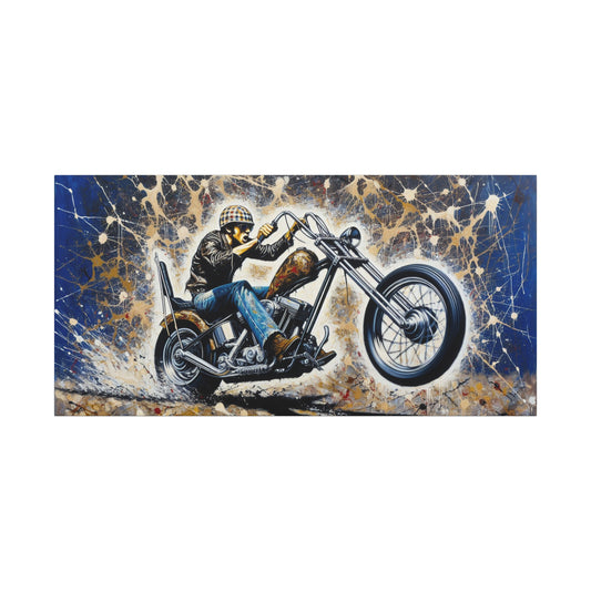 Motorcycle Rider Matte Canvas Wall Art - Stretched 1.25 Inch