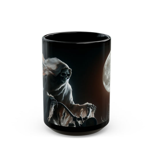 Gothic Moonlit Grim Reaper Mug, Halloween Decor, Coffee Cup for Spooky Lovers, Gift for Horror Fans, Unique Gothic Drinkware
