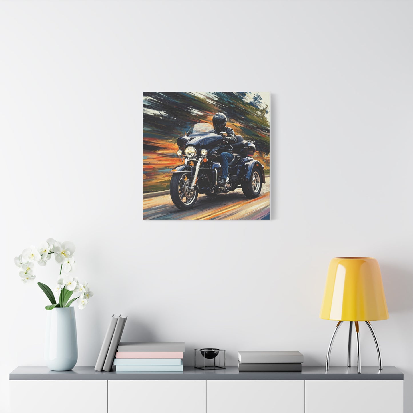 Vibrant Motorcycle Art Canvas - 12x12 Stretched Print