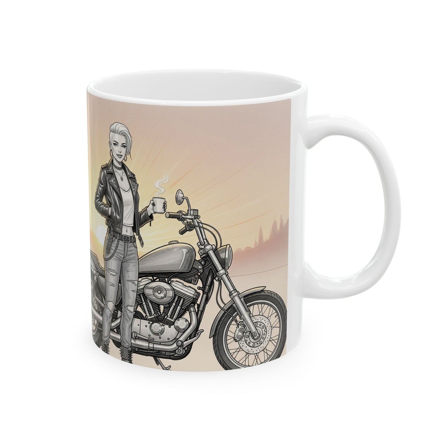 Stylish Motorcycle Mug - Perfect Gift for Bikers, Bike Lovers, Coffee Enthusiasts, or Road Trip Vibes, 11oz, 15oz