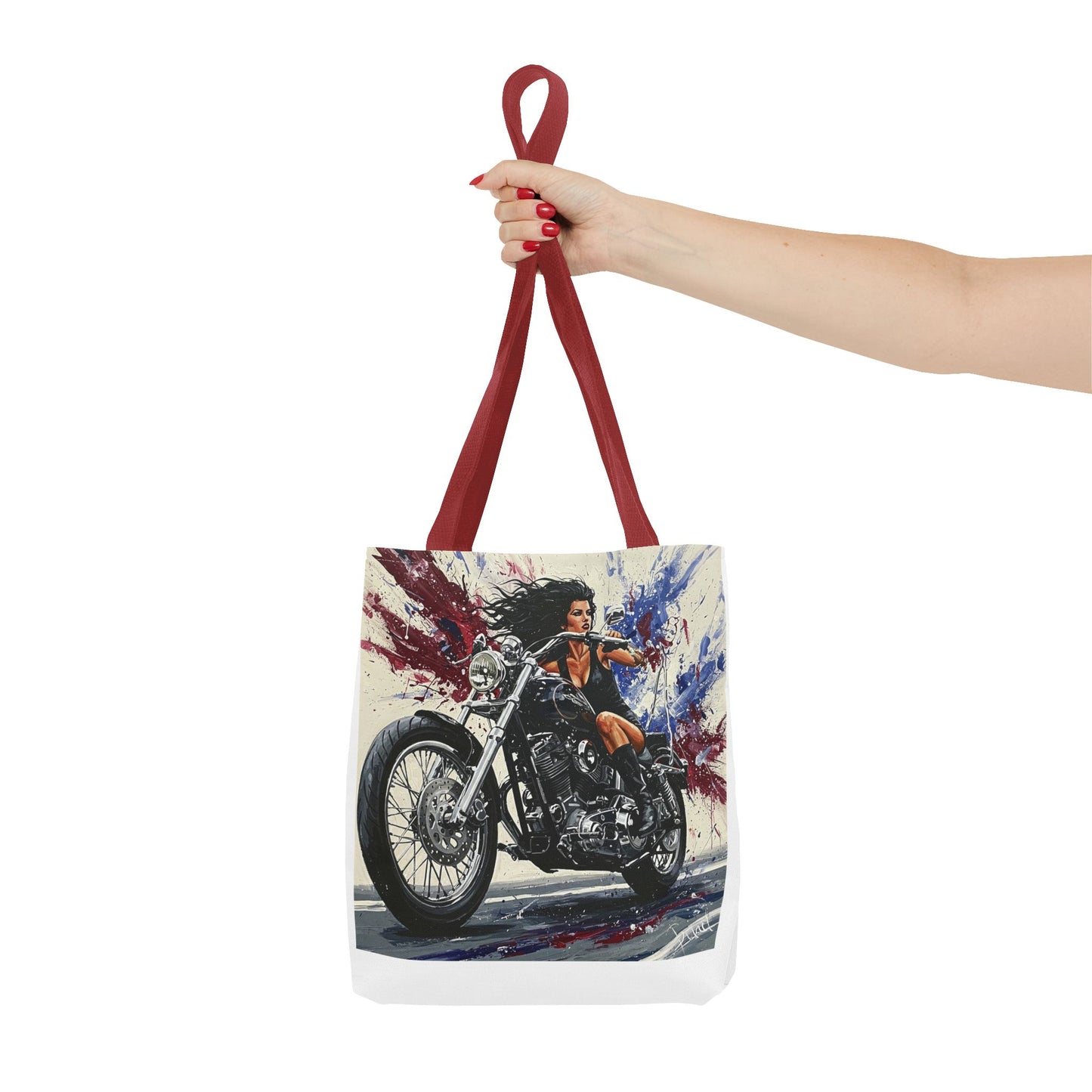 Bold Motorcycle Chic Tote Bag - Stylish Biker Girl Design for Riders & Fashion Enthusiasts