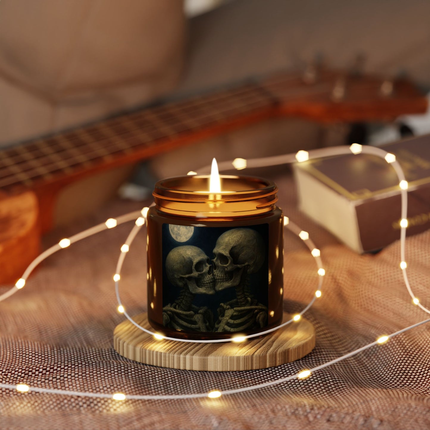 Romantic Skeletons Scented Soy Candle, Halloween Decor, Gothic Candle, Unique Gift, Home Fragrance, Aromatherapy Candle